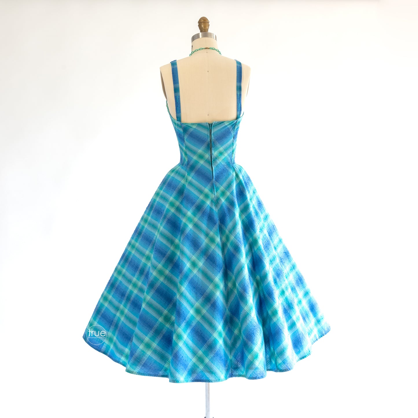 vintage 1950's dress ...summer dream COLE of california gradient madras plaid convertible halter dress