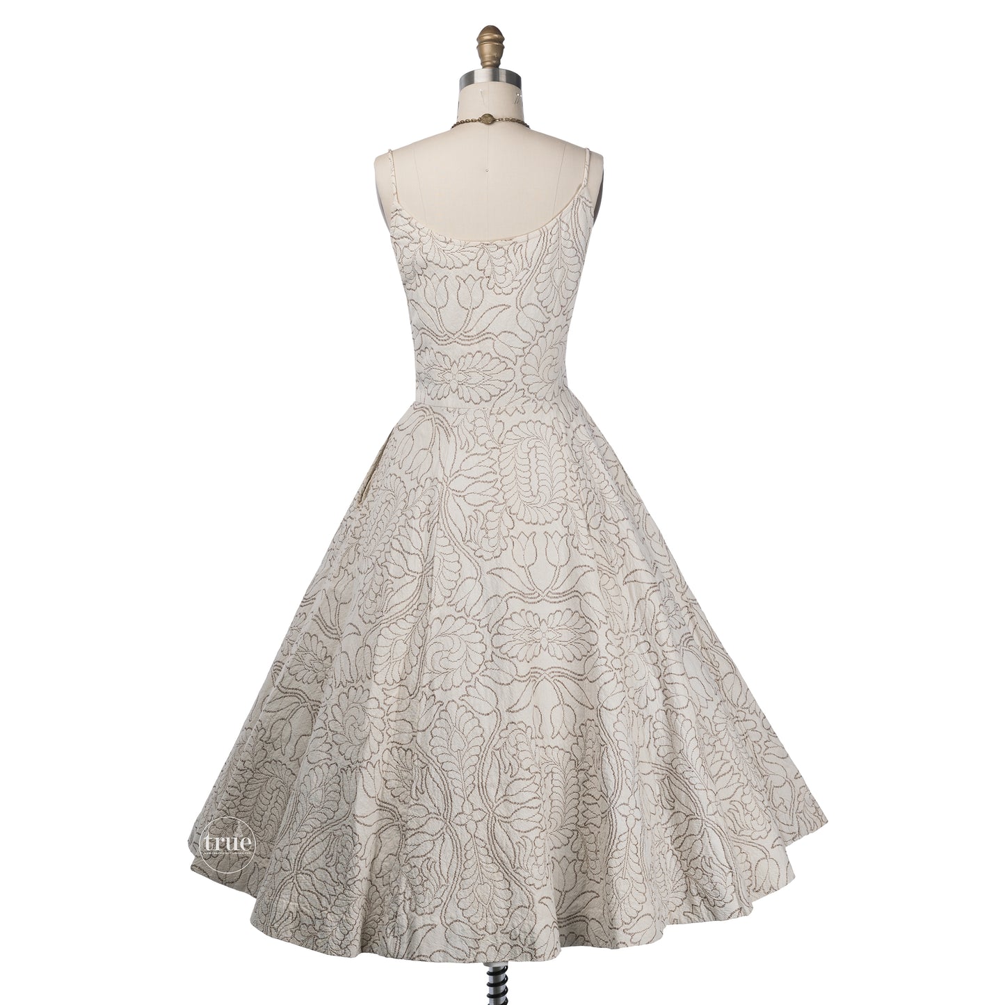 vintage 1950's dress & shawl ...cotton brocade full skirt dress and shawl