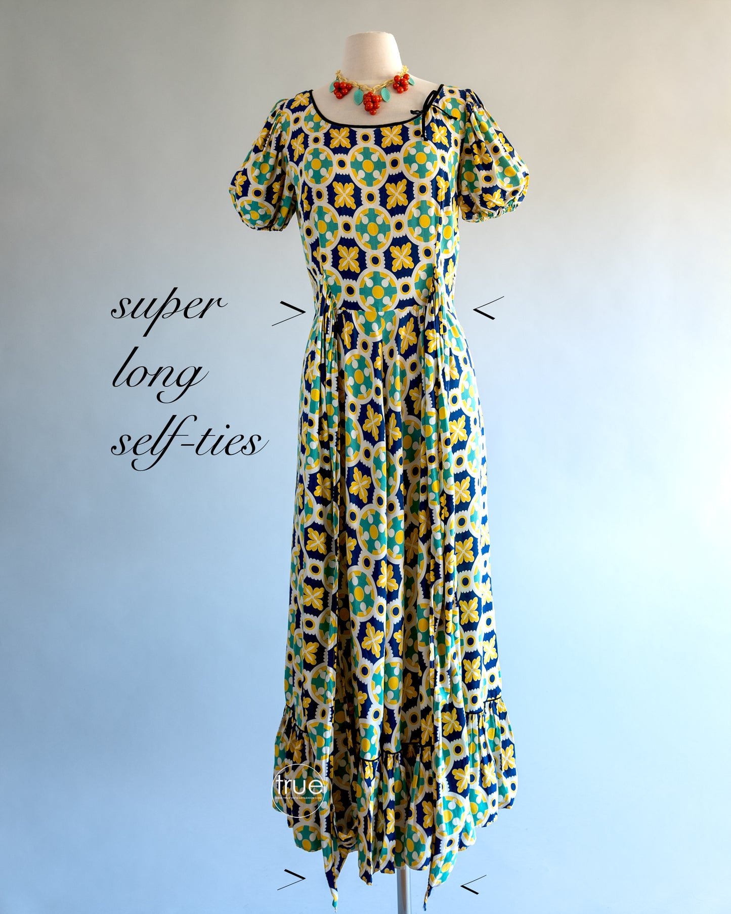 vintage 1930’s - early 1940’s dress ...Dale Hunter of California midi dress with a fun rounded and flounced hem