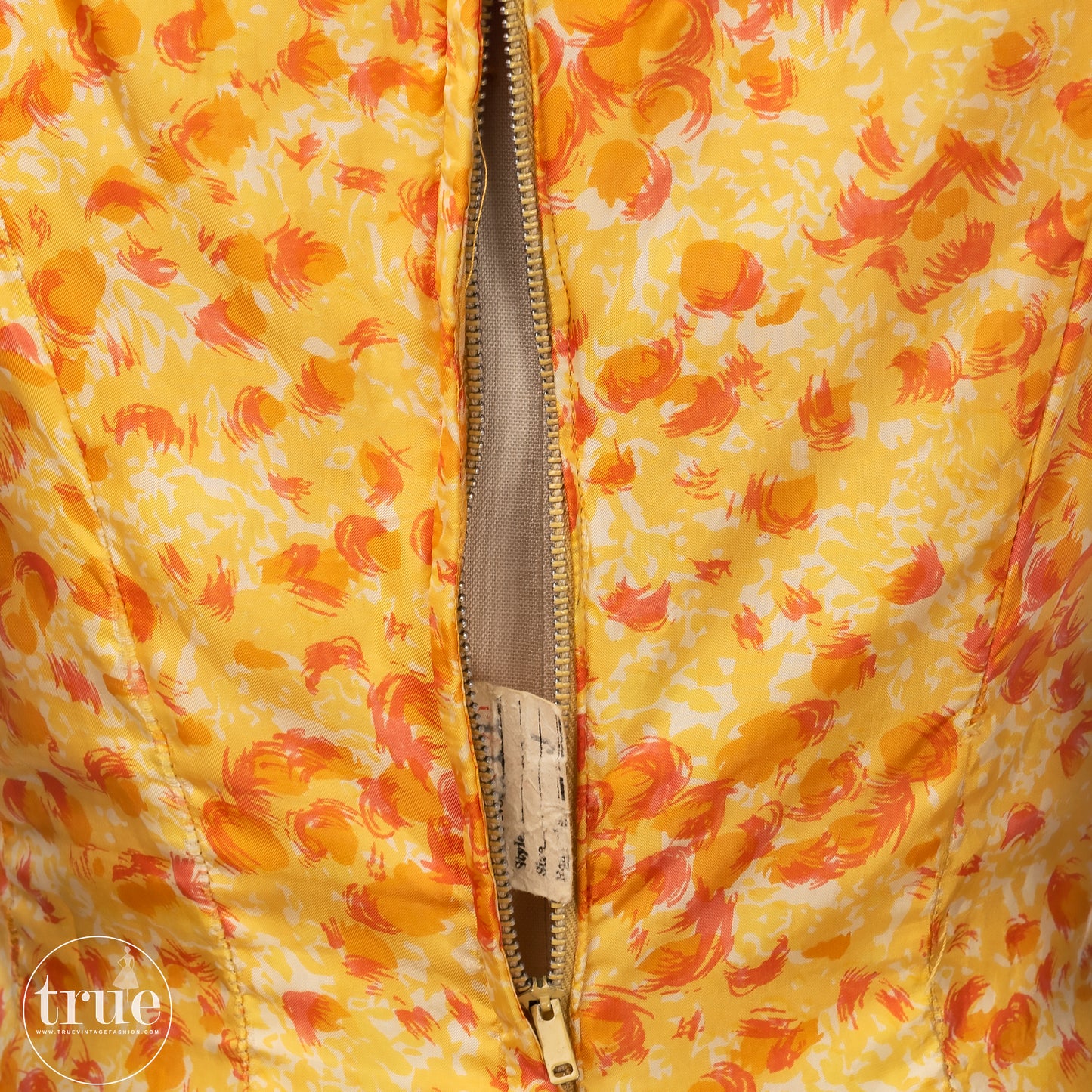 vintage 1950's dress ...pretty sunshine floral Original by Phyllis Dance Time silk full skirt dress with crinoline