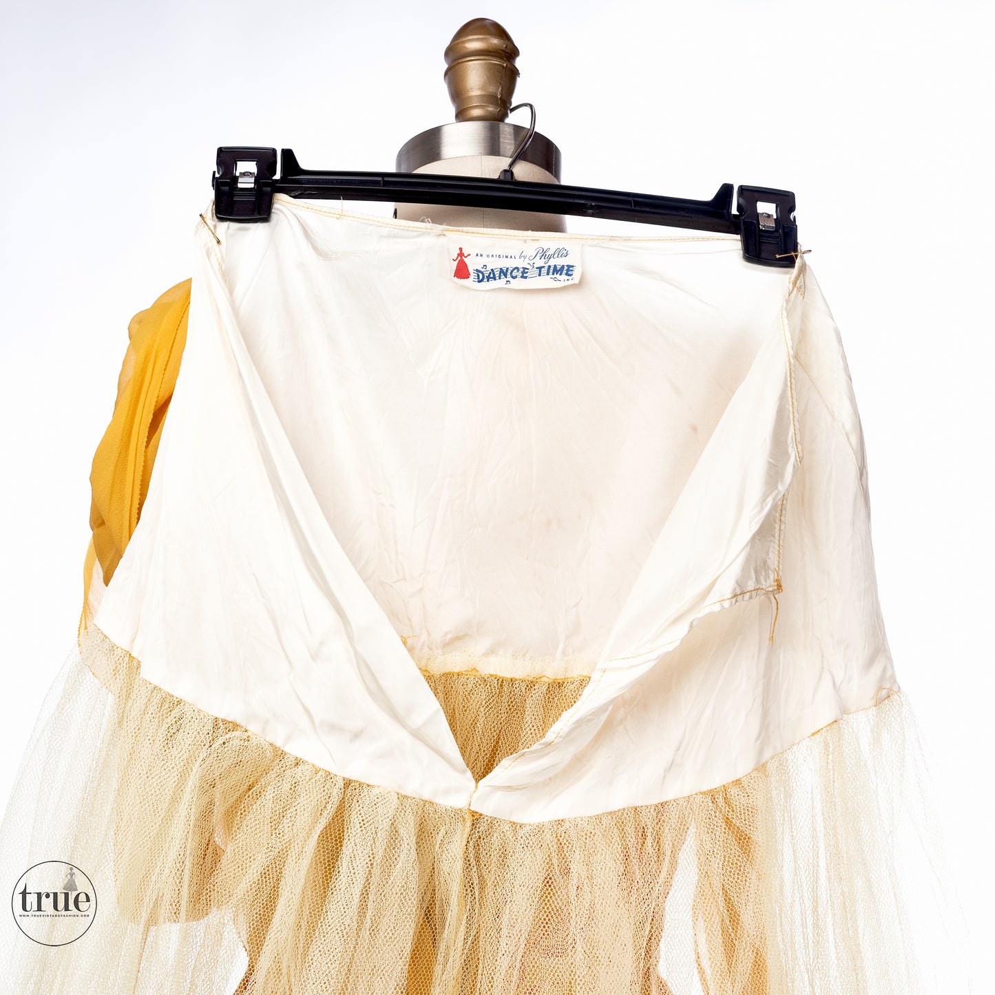 vintage 1950's dress ...pretty sunshine floral Original by Phyllis Dance Time silk full skirt dress with crinoline