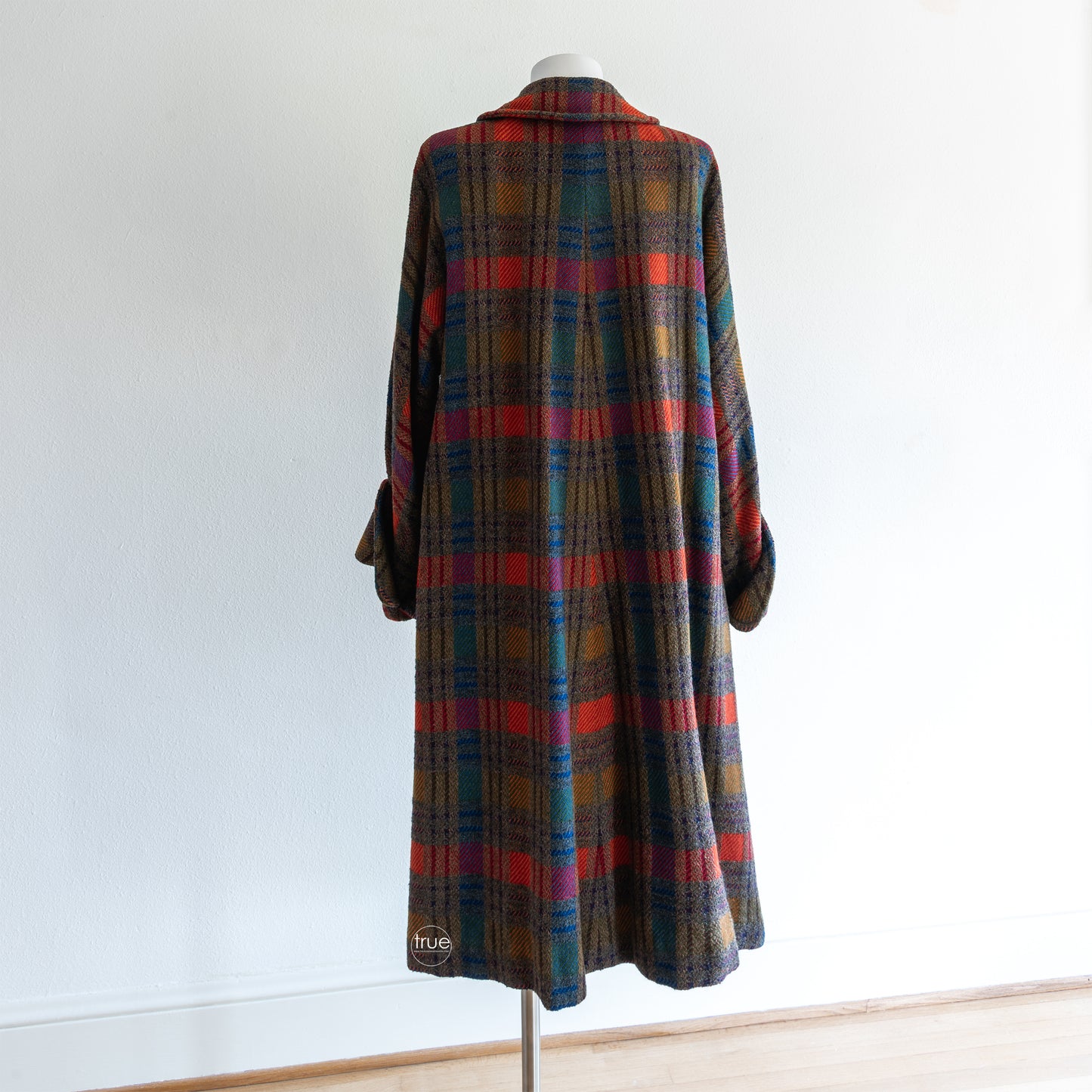 vintage 1940's coat ...gorgeous DAVIDOW rainbow plaid swing coat