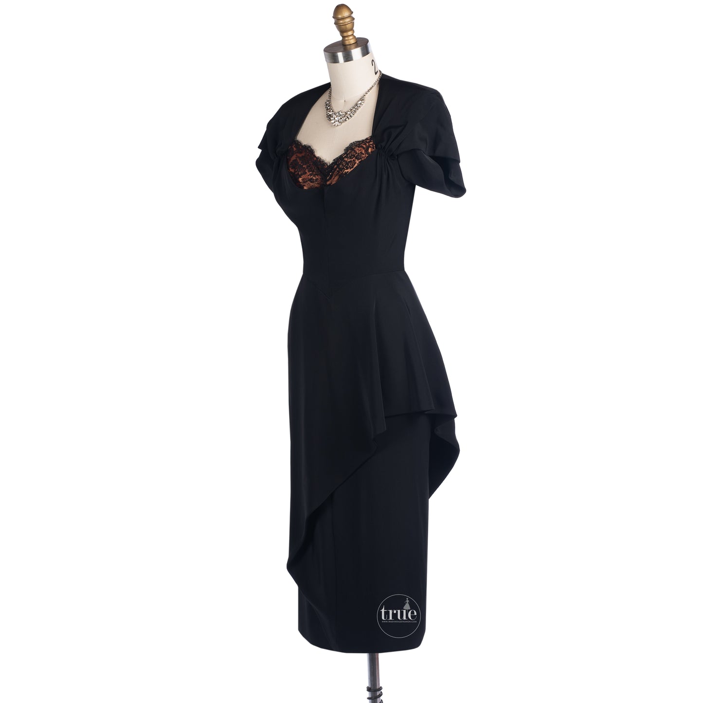 1940's Dorothy O'Hara black fortune cookie dress