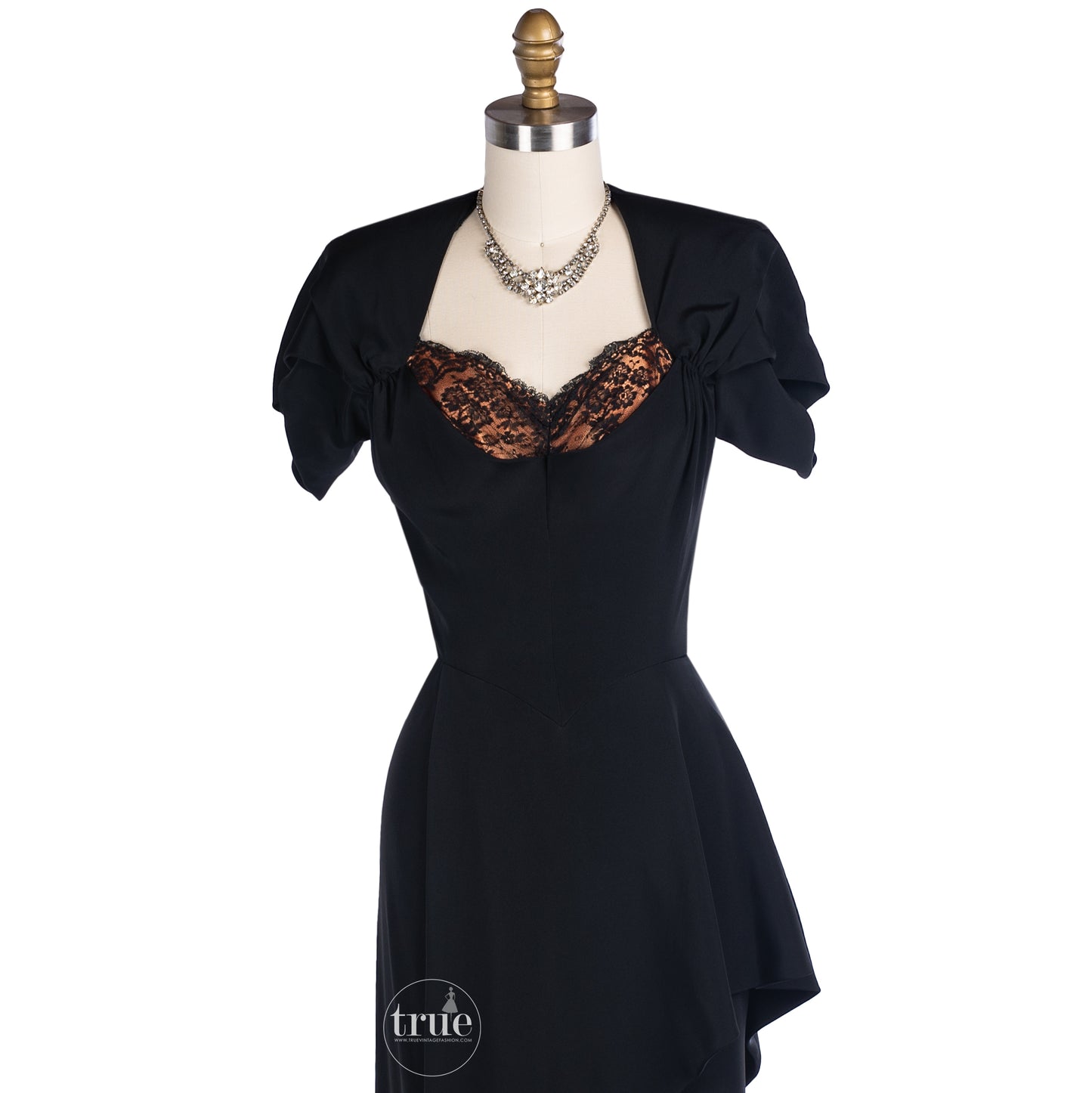 1940's Dorothy O'Hara black fortune cookie dress