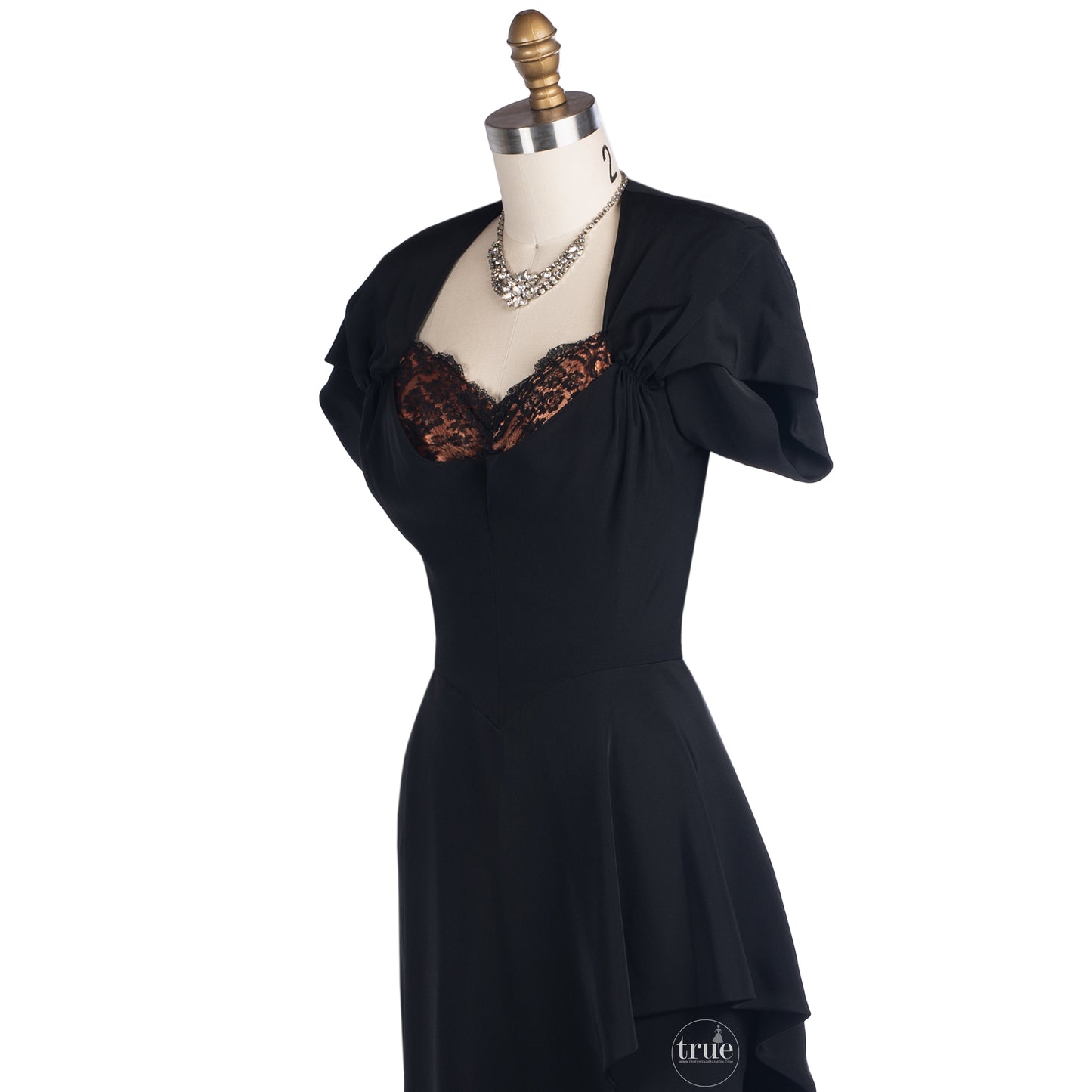 1940's Dorothy O'Hara black fortune cookie dress