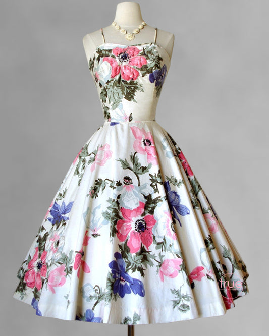 vintage 1950's dress ...beautiful ELNITA of Miami cotton floral dress