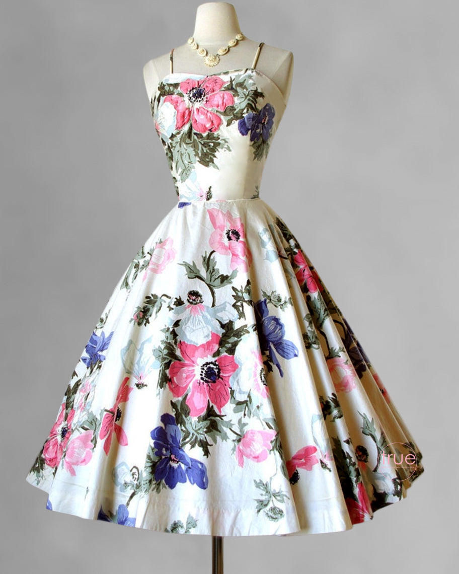 vintage 1950's dress ...beautiful ELNITA of Miami cotton floral dress