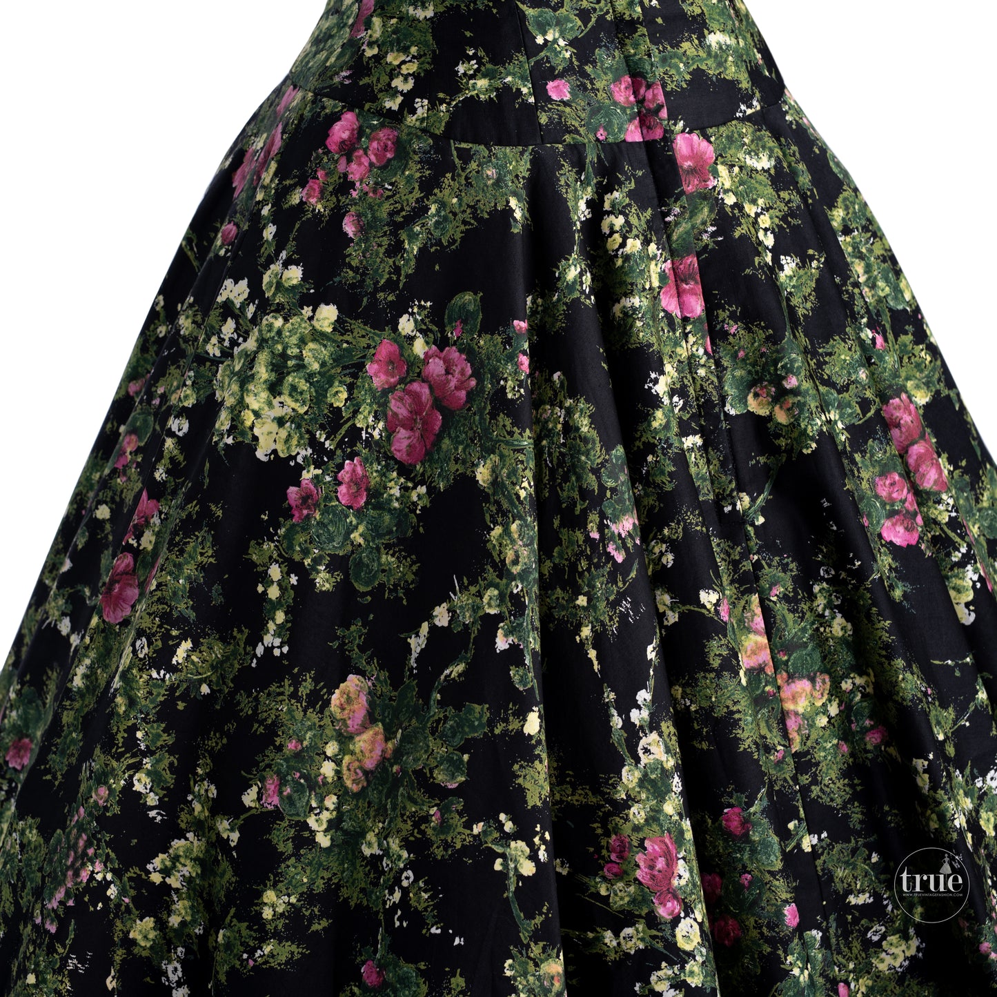 1950's Luis Estévez black floral dress