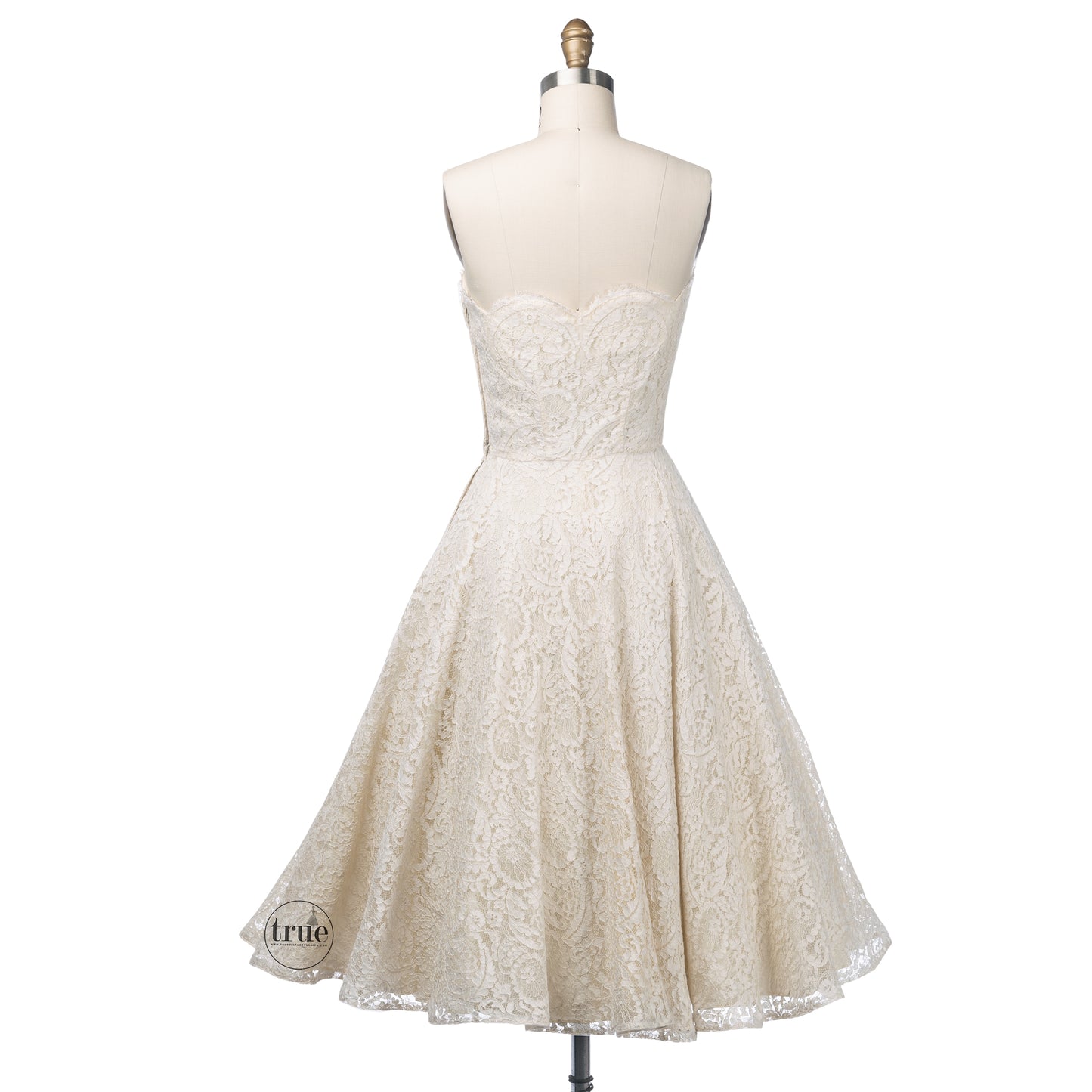 vintage 1950's dress ...designer Frank Starr Original scalloped lace eyelash trim full skirt dress