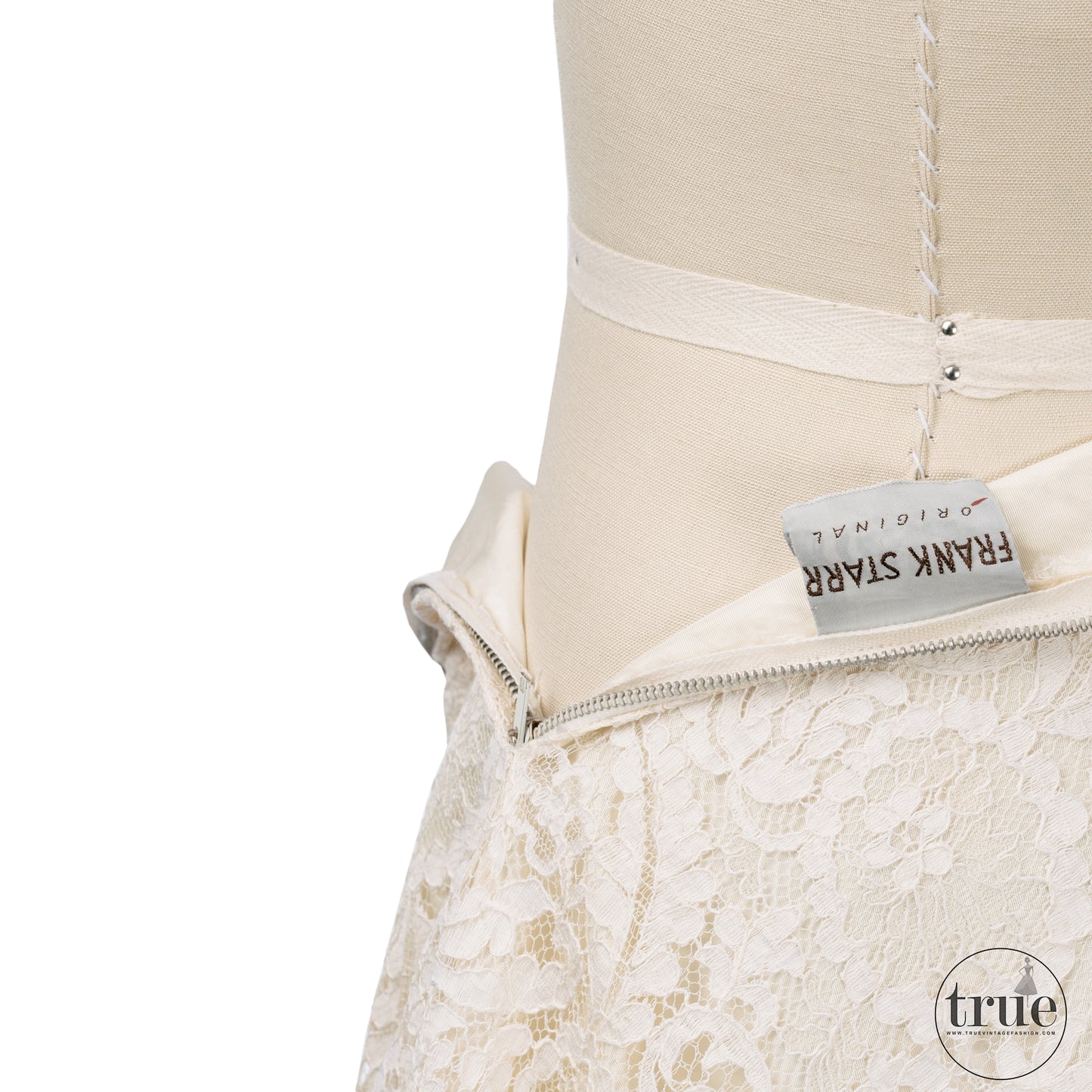 vintage 1950's dress ...designer Frank Starr Original scalloped lace eyelash trim full skirt dress