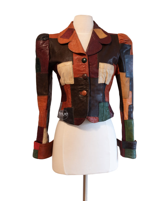 vintage 1960's jacket ...dynamite GANDALF the WIZARD patchwork leather jacket