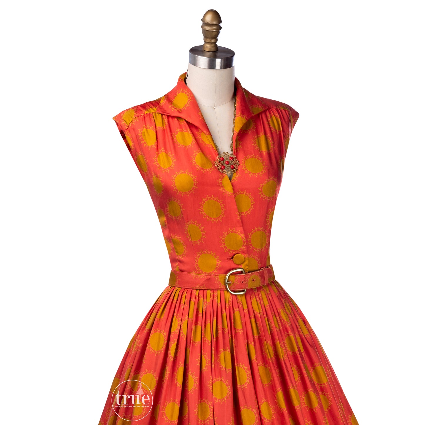 vintage 1950's dress ...lovely Georgia Bullock for I.MAGNIN & CO. silk alexander girard-esque stylized sun novelty print dress