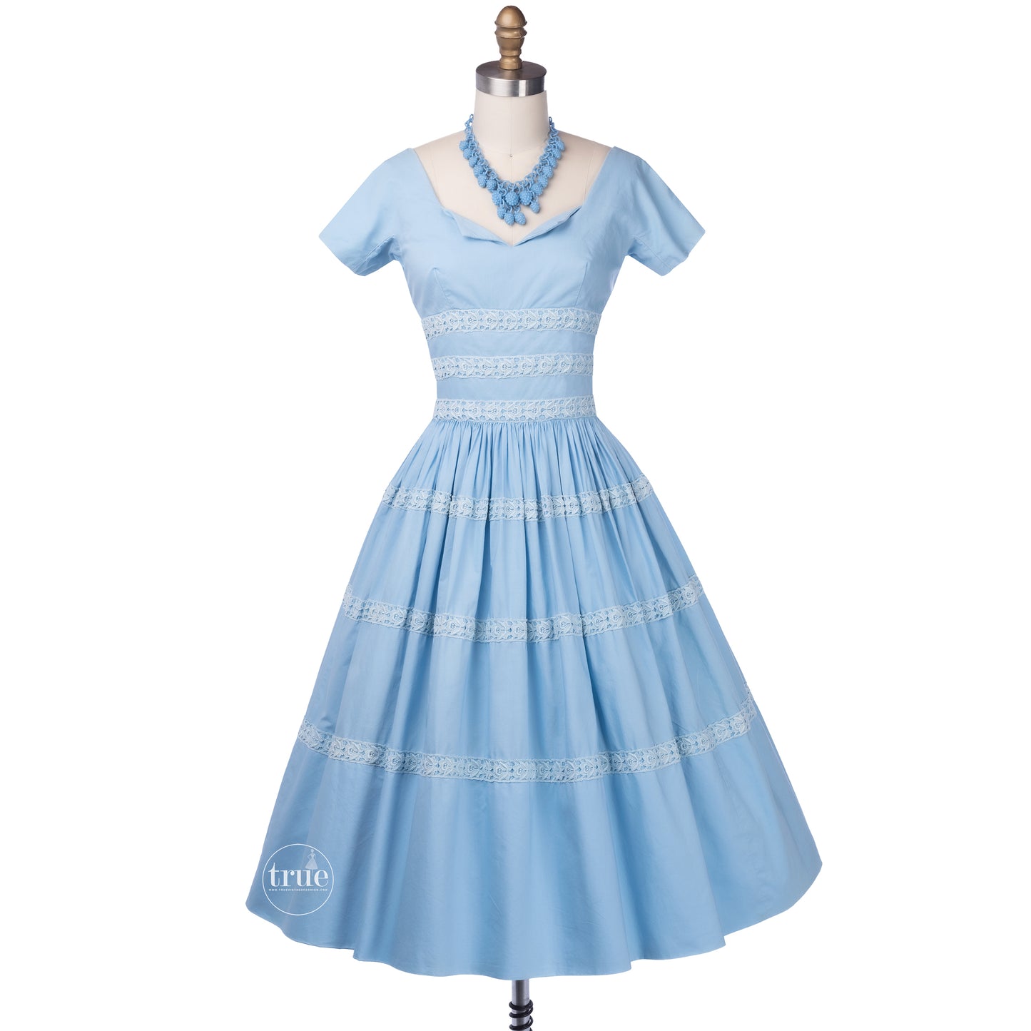 vintage 1950's dress ...pretty blue cotton Gigi Young New York full skirt dress