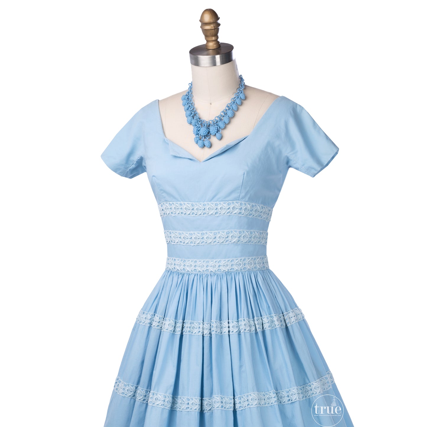 vintage 1950's dress ...pretty blue cotton Gigi Young New York full skirt dress