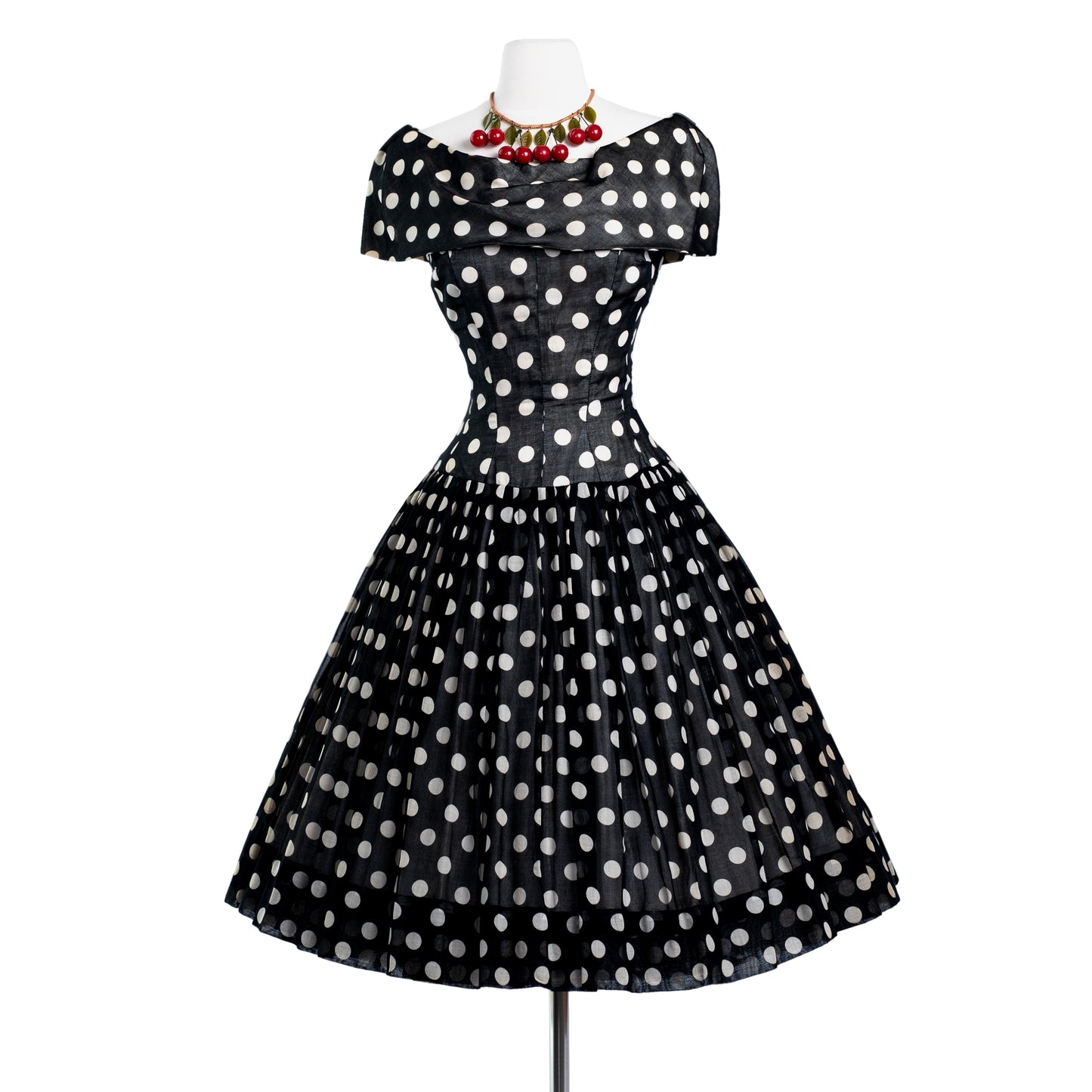 1950's dior inspired GIGI YOUNG black & white polka dot dress