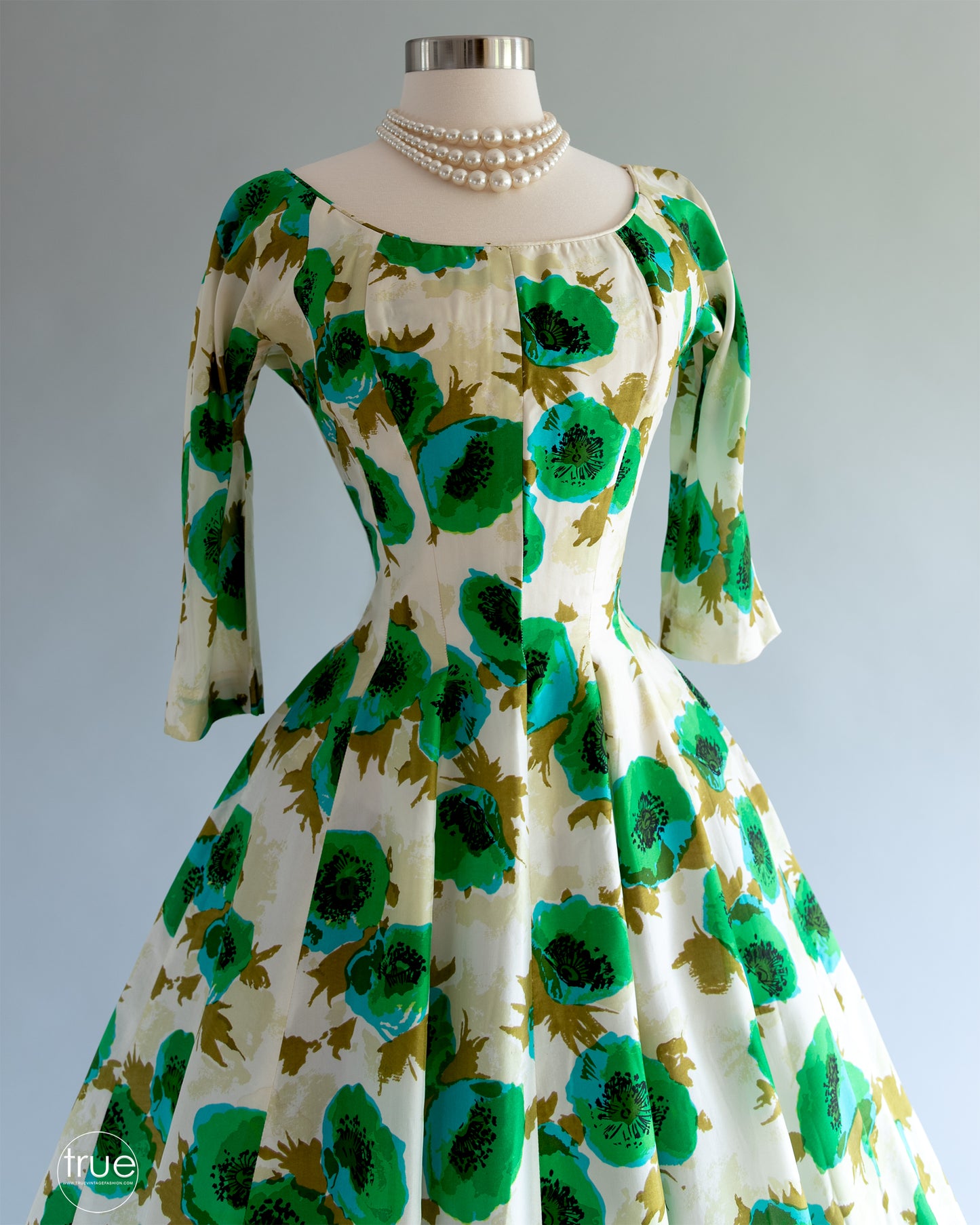vintage 1950's dress ...gorgeous Gigi Young new york electric POPPIES silk floral dress