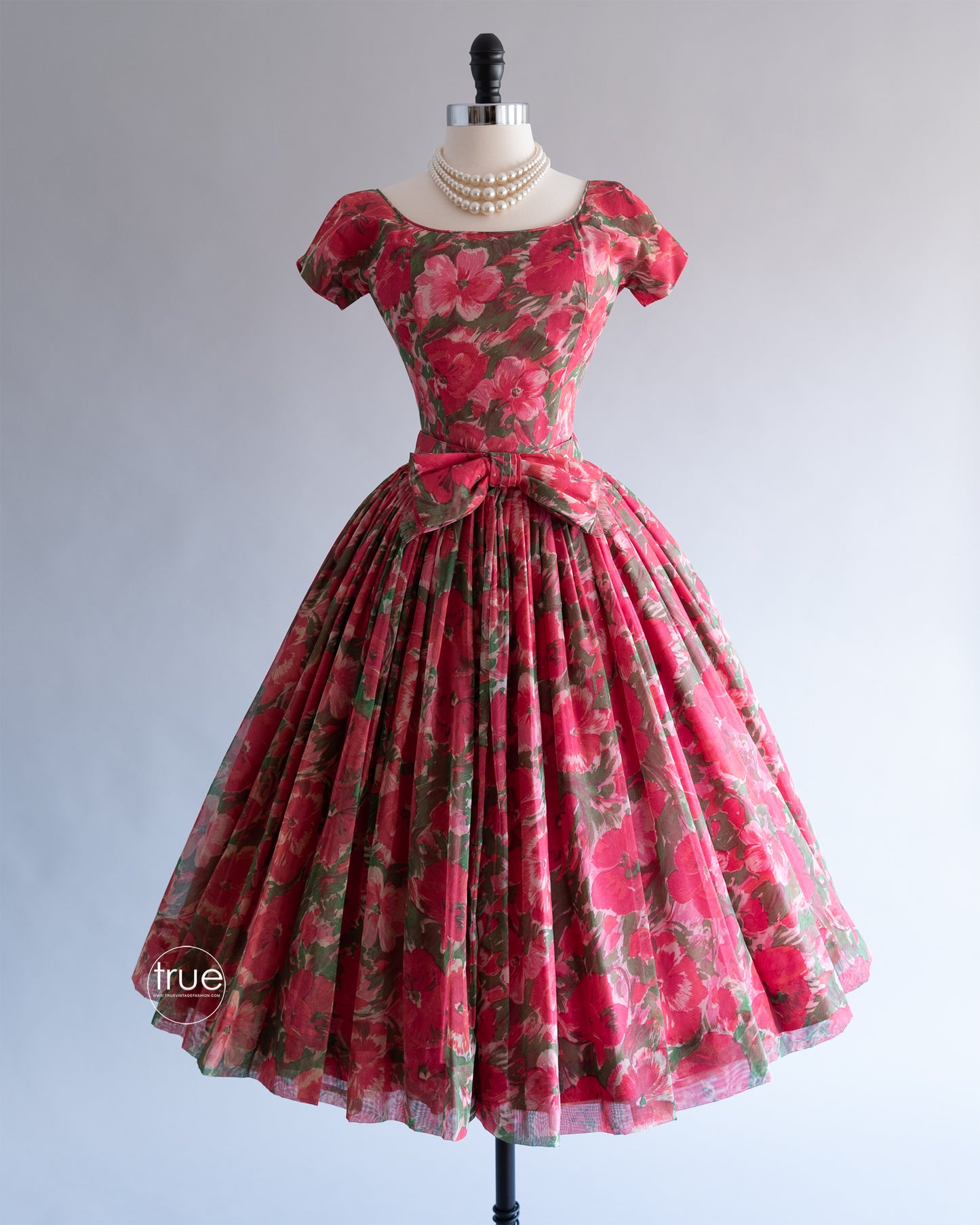 vintage 1950's dress ...darling Gigi Young floral chiffon new look dress
