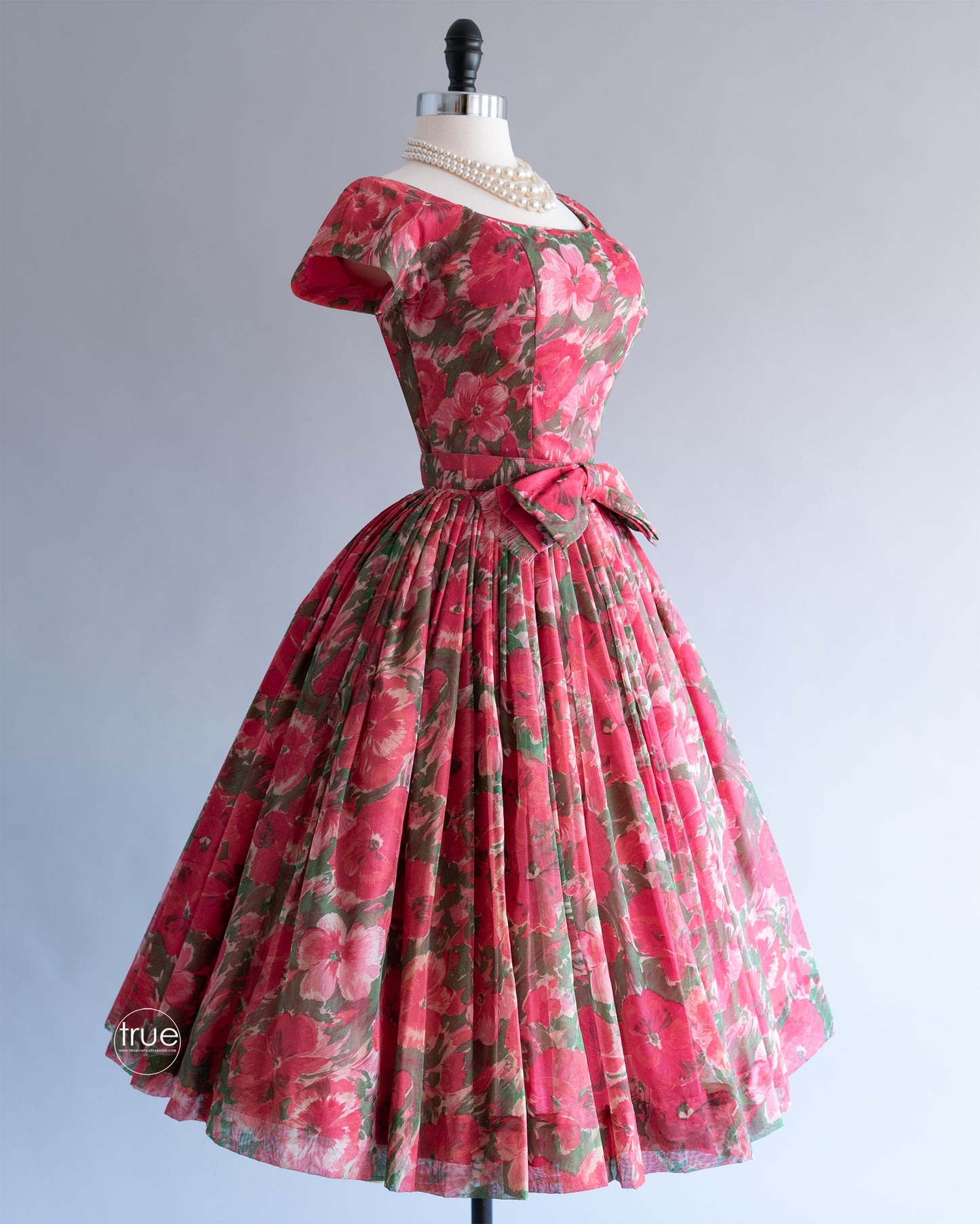 vintage 1950's dress ...darling Gigi Young floral chiffon new look dress