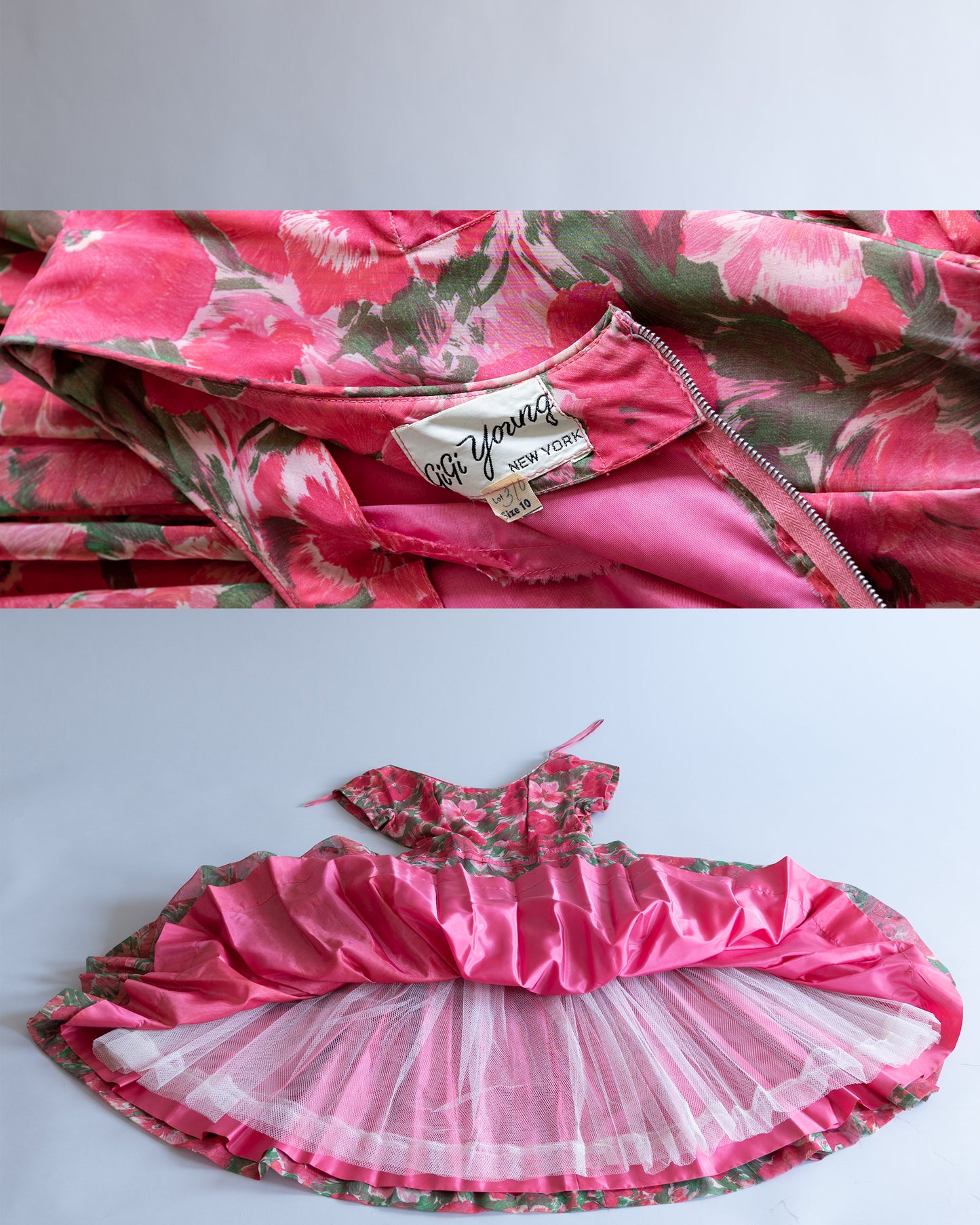 vintage 1950's dress ...darling Gigi Young floral chiffon new look dress