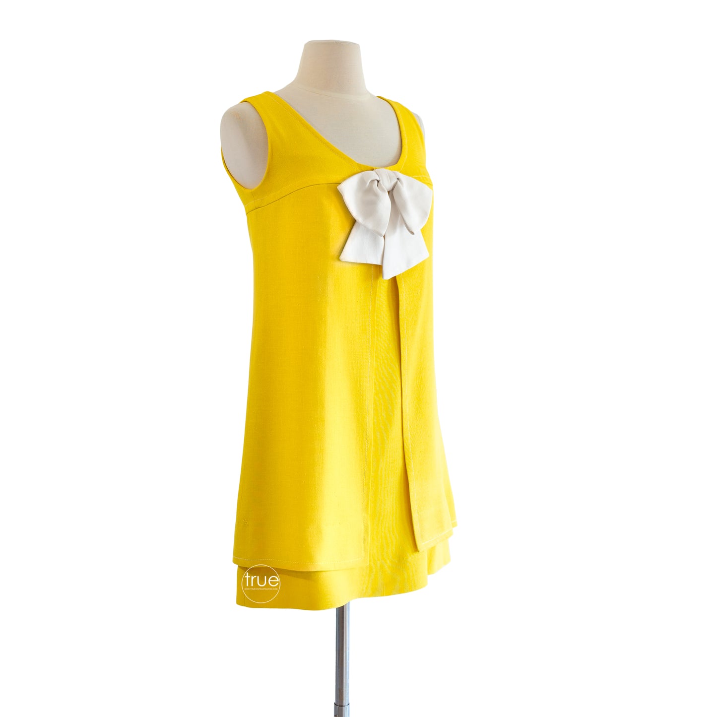 vintage 1960's mini dress ...super cute S.HOWARD HIRSH sunny yellow moygashel linen MOD mini