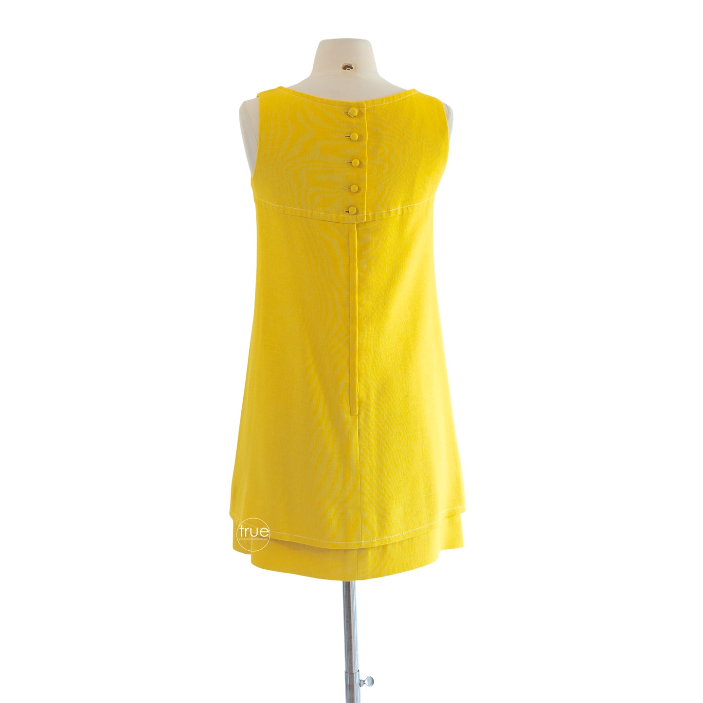 vintage 1960's mini dress ...super cute S.HOWARD HIRSH sunny yellow moygashel linen MOD mini