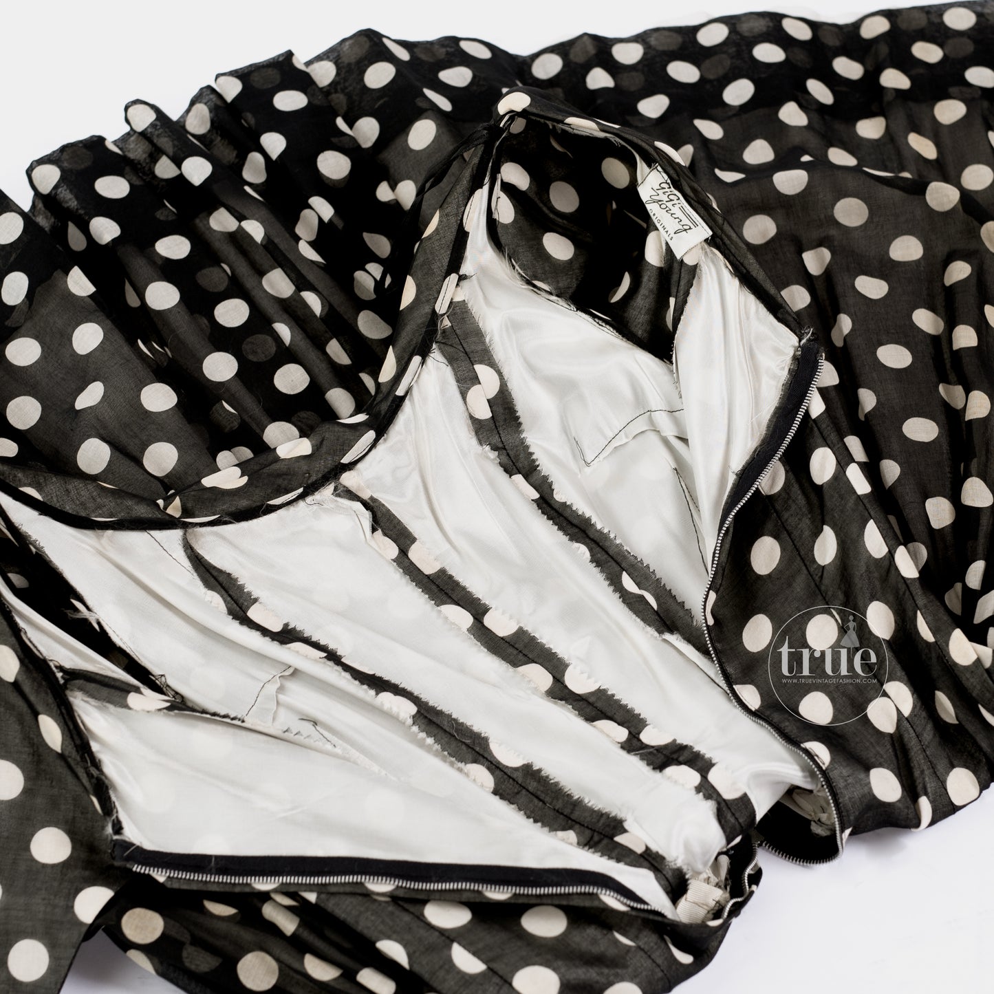 1950's Gigi Young black & white polka dot dress