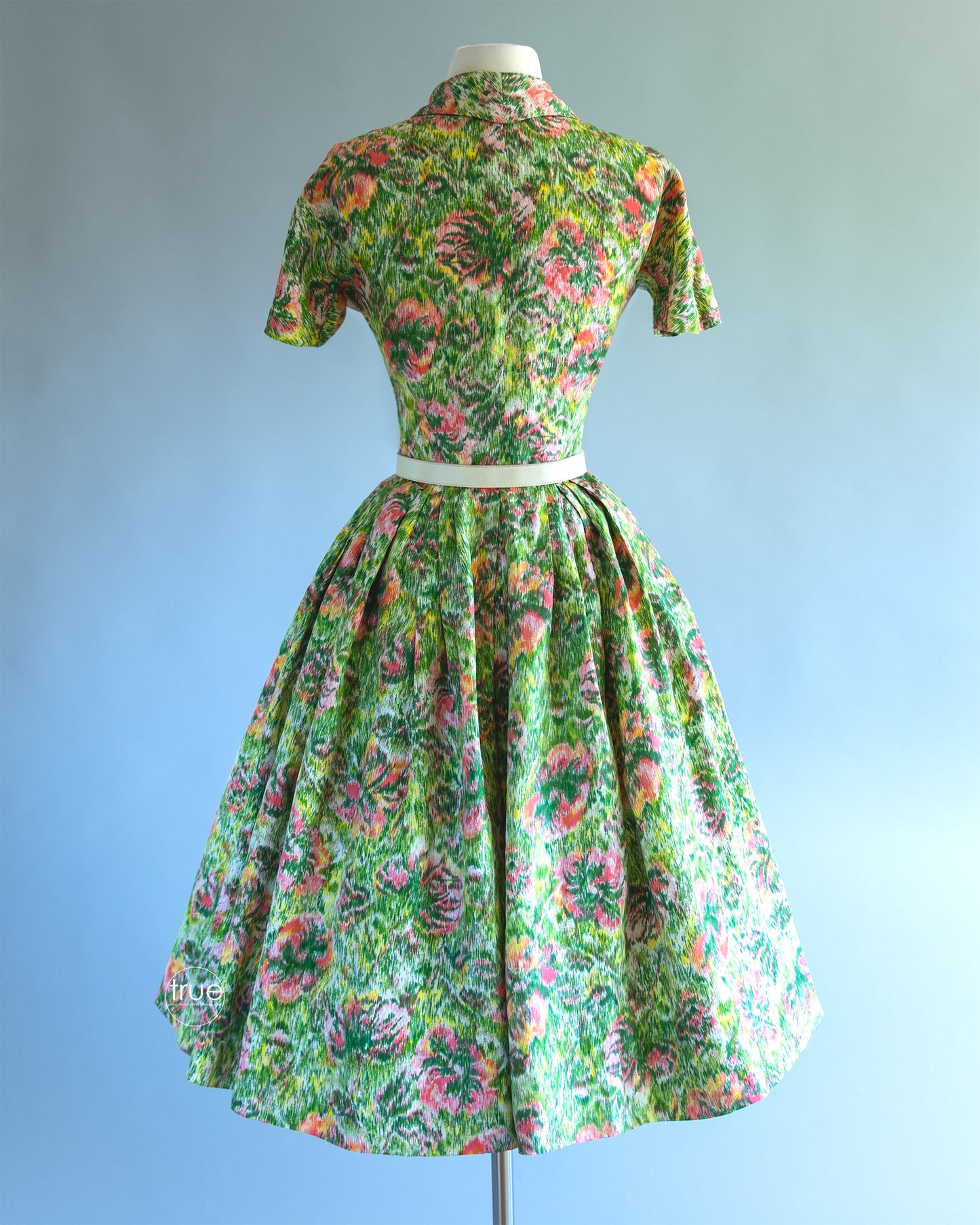 vintage 1950's dress ...prettiest ever I.MAGNIN & CO silk midcentury impressionist floral dress