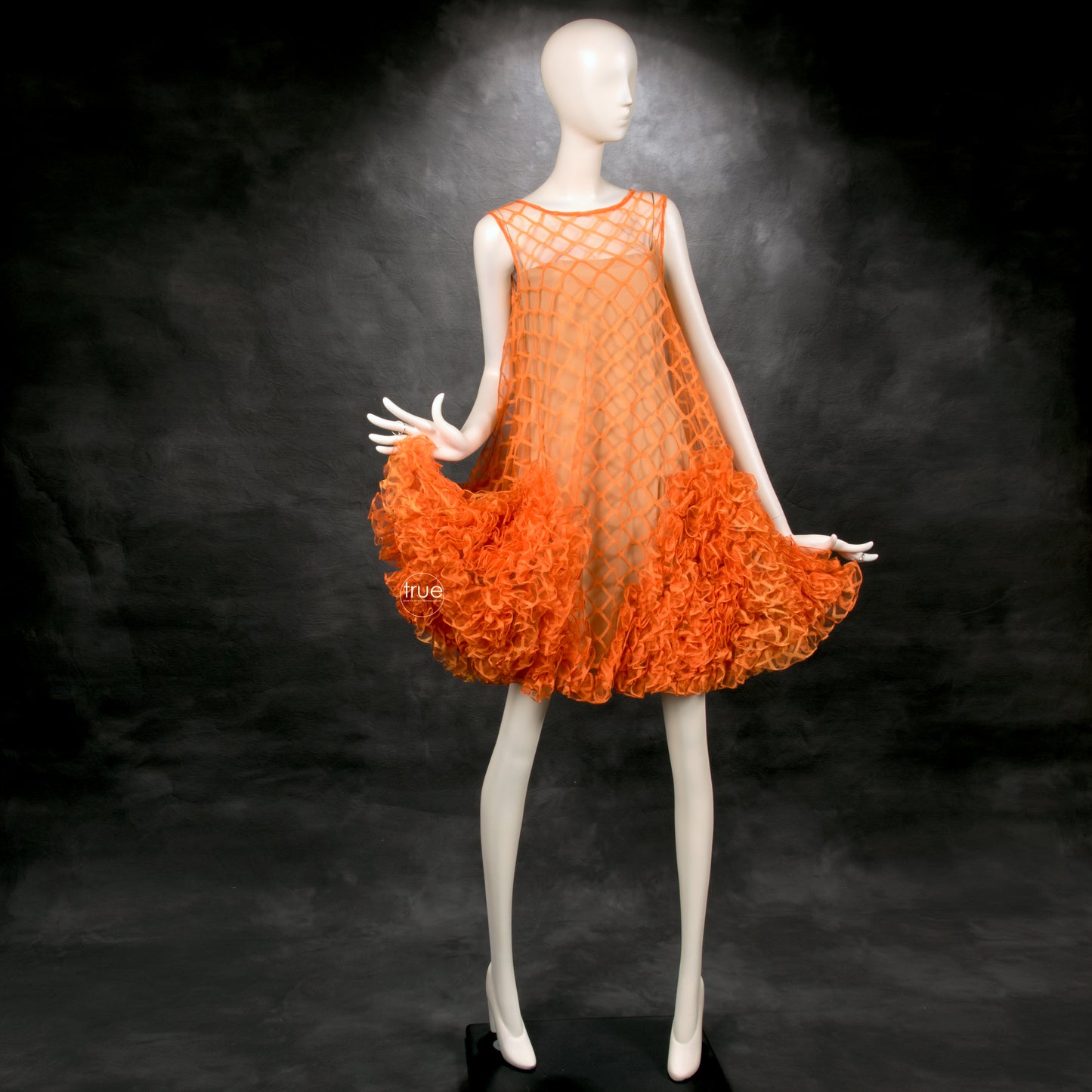 vintage 1960's dress ...RARE Jay MORLEY for Fern Violet tangerine tulle ultra mod trapeze dress