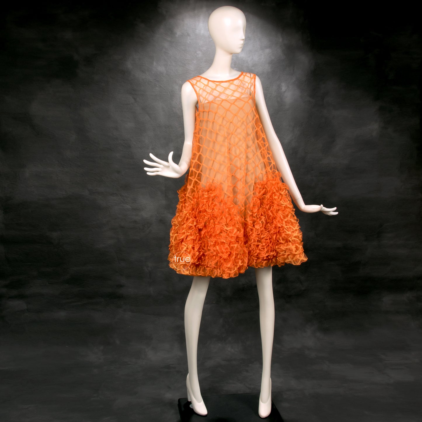 vintage 1960's dress ...RARE Jay MORLEY for Fern Violet tangerine tulle ultra mod trapeze dress