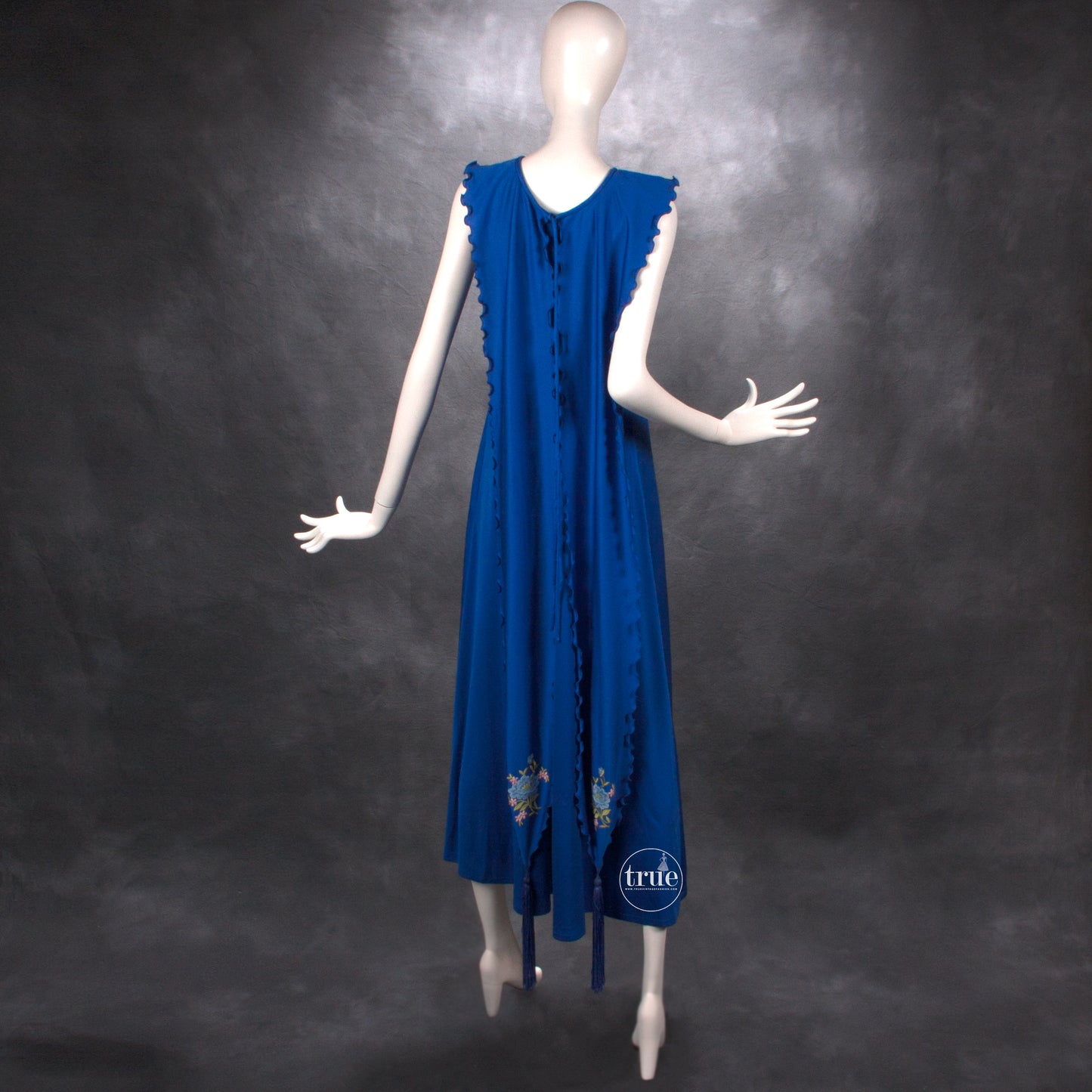 vintage 1960's dress ...rare John Bates for Jean Varon embroidered maxi dress with tassels