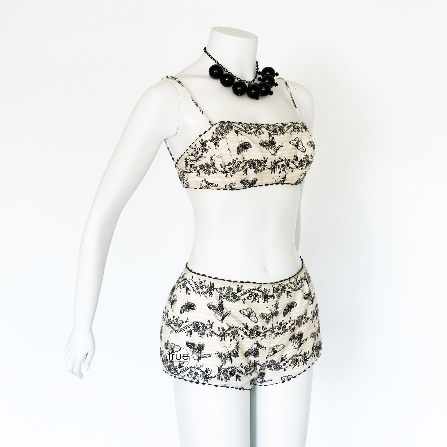 vintage 1950's swimsuit playsuit ...rare nornie LANZ original butterfly print swimsuit playsuit