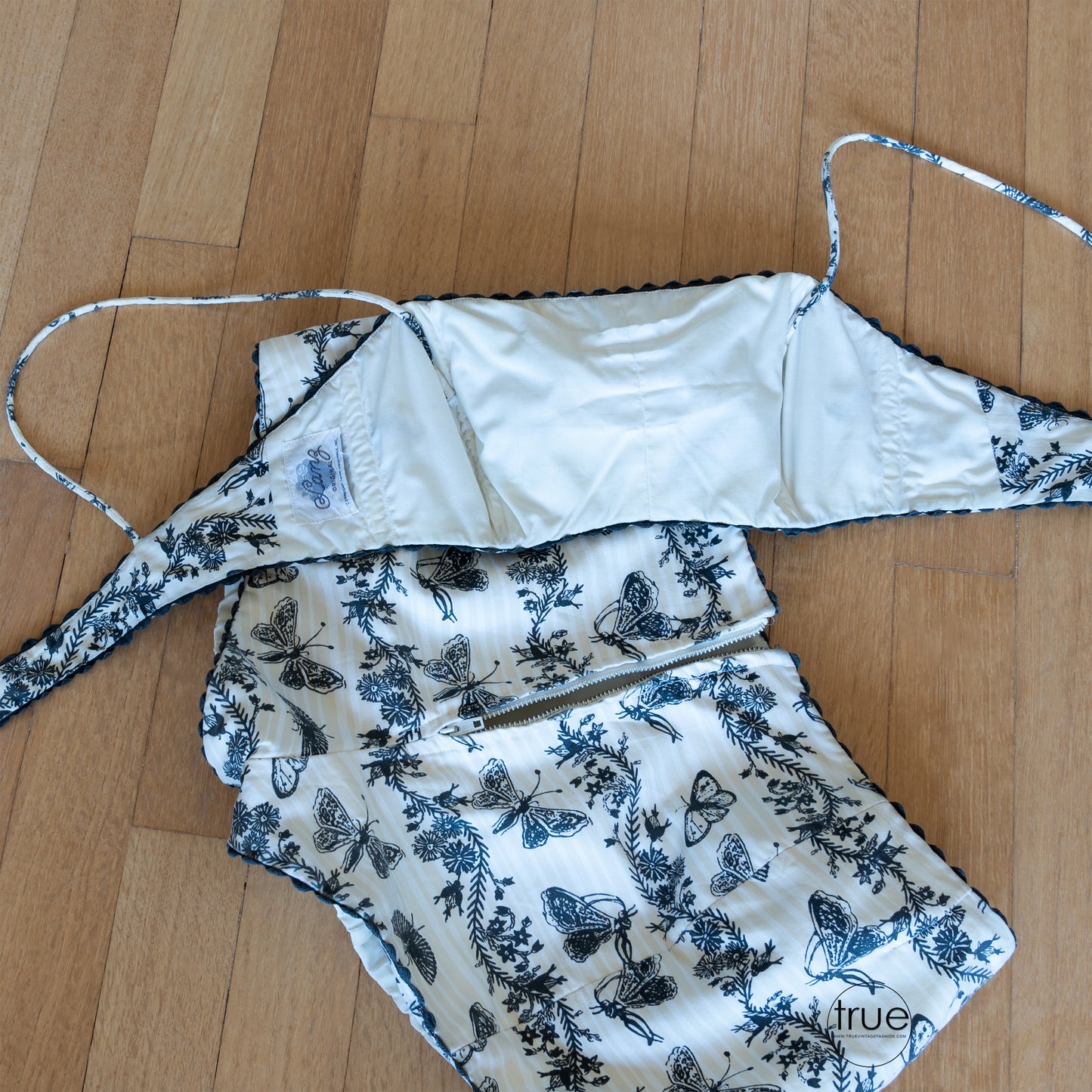 vintage 1950's swimsuit playsuit ...rare nornie LANZ original butterfly print swimsuit playsuit