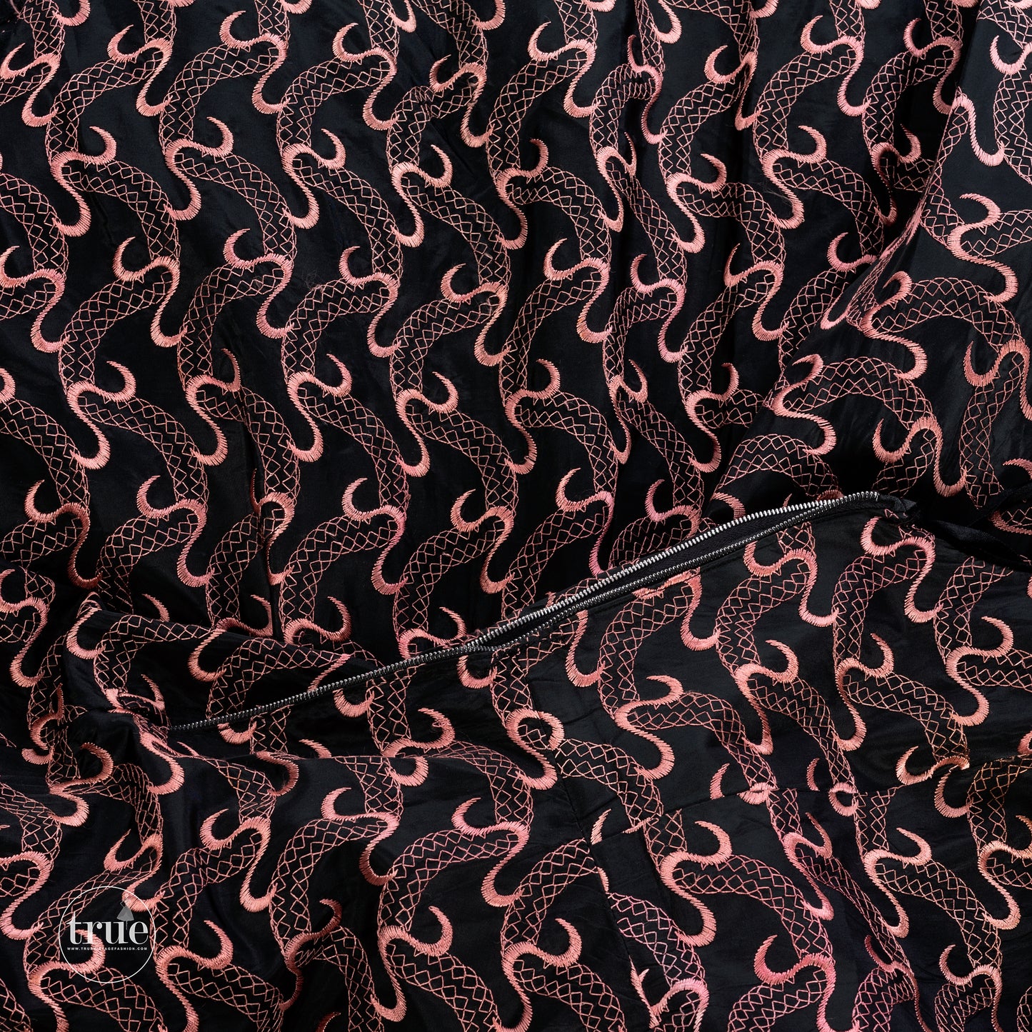 vintage 1950's dress ...serpentine embroidered black & pink Laurie Jane New York dress
