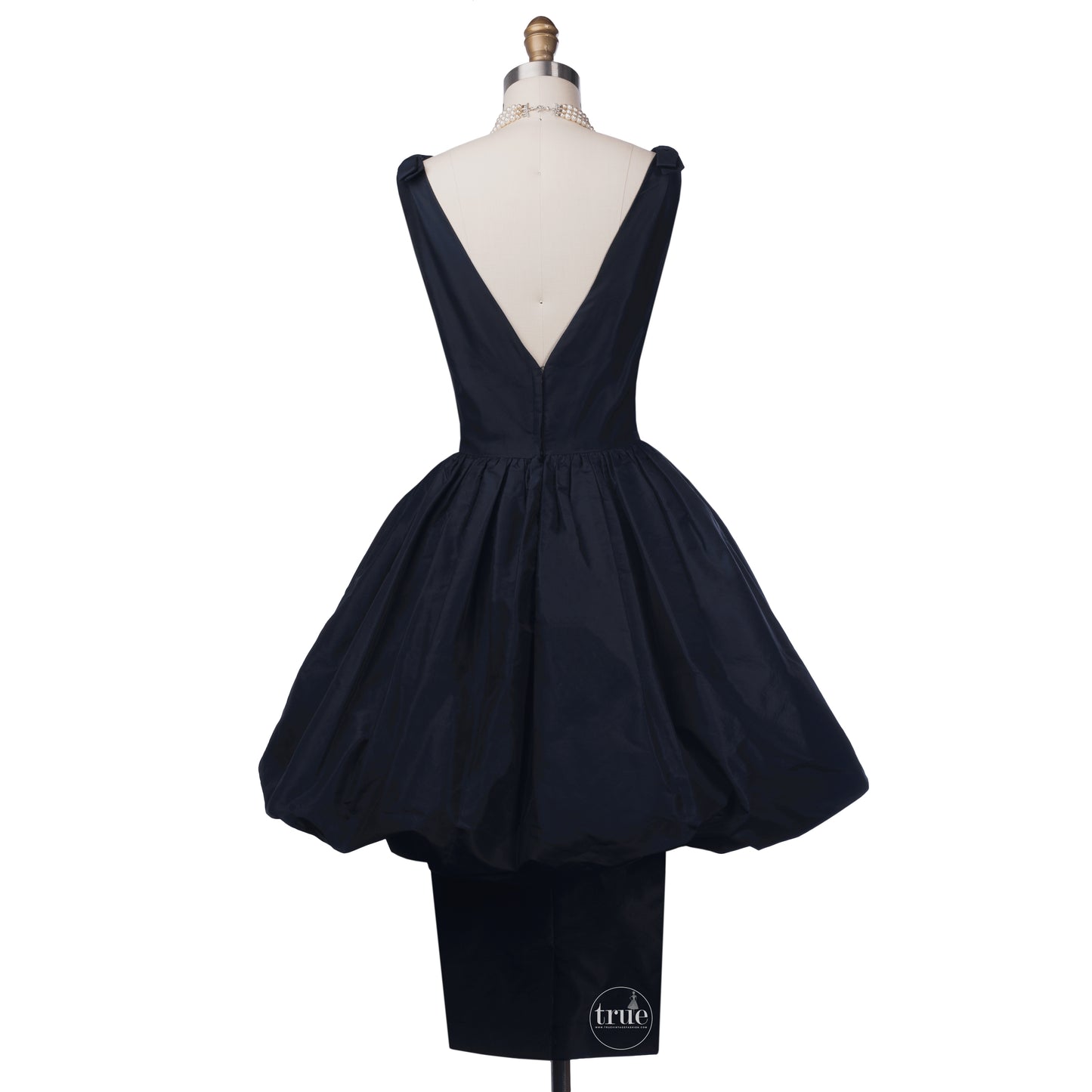 vintage 1950's dress ...classic LEE CLAIRE new york navy silk peau de soie bubble dress