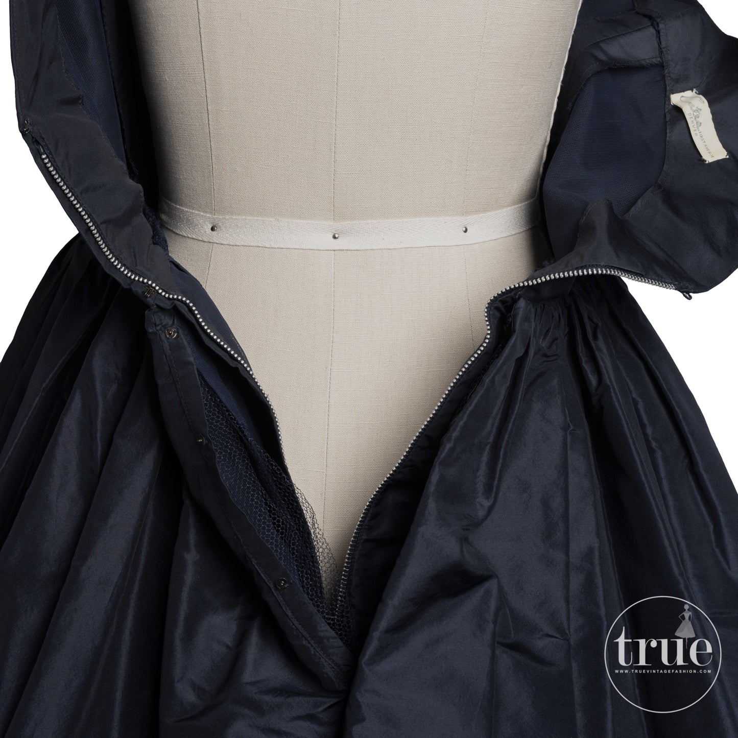 vintage 1950's dress ...classic LEE CLAIRE new york navy silk peau de soie bubble dress