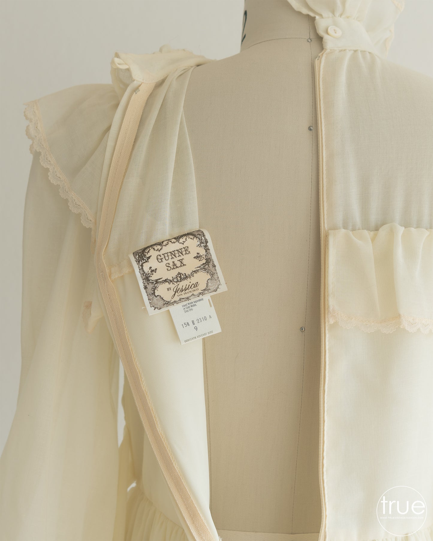 RESERVED vintage 1970's dress ...classic pinafore style victorian lemon creme Gunne Sax maxi dress