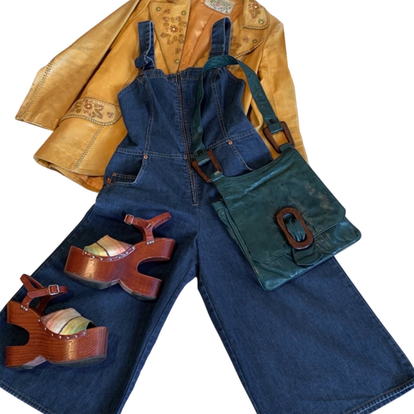 vintage 1970's overalls ...rare LEVI'S denim overalls gaucho jeans