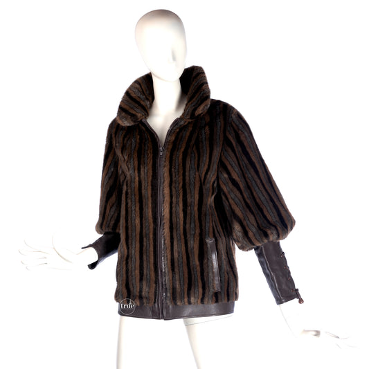 vintage 1960's coat ...super fab LILLI ANN faux fur & leather rockstar jacket coat