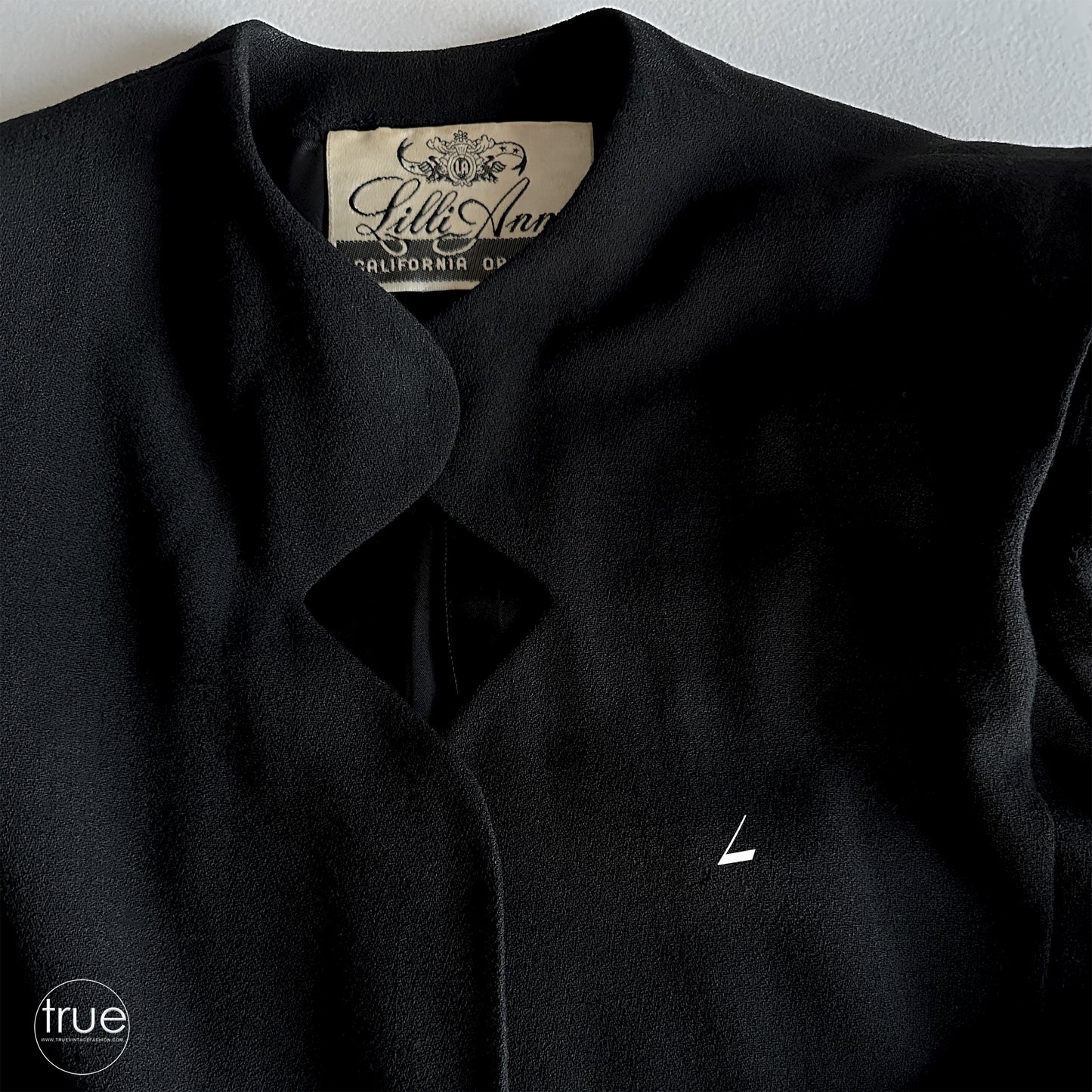 vintage 1940's suit ...HG LILLI ANN black dramatic lantern sleeve jacket & gored skirt