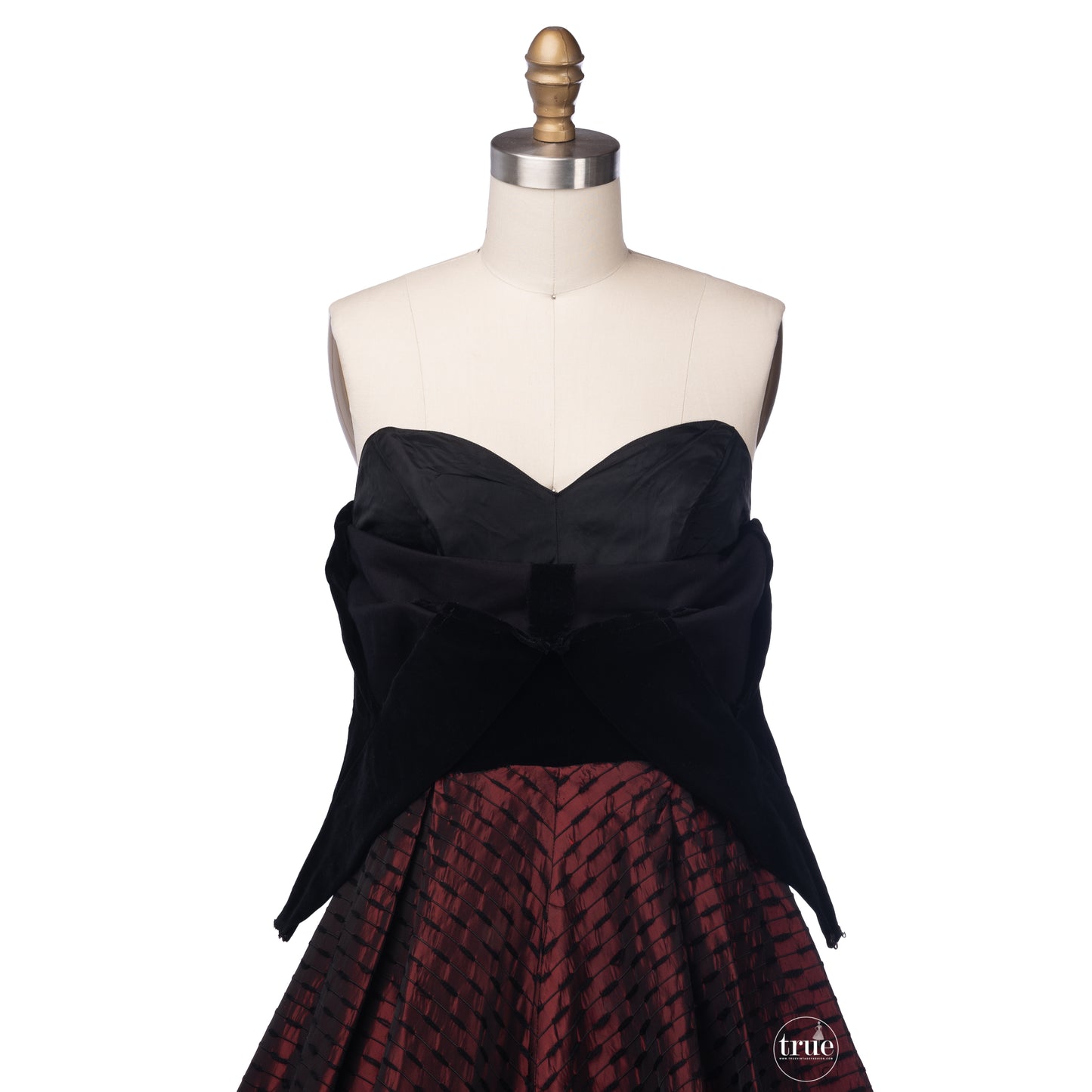 vintage 1950's dress ...red & black velvet halter Lorrie Deb of San Francisco dress