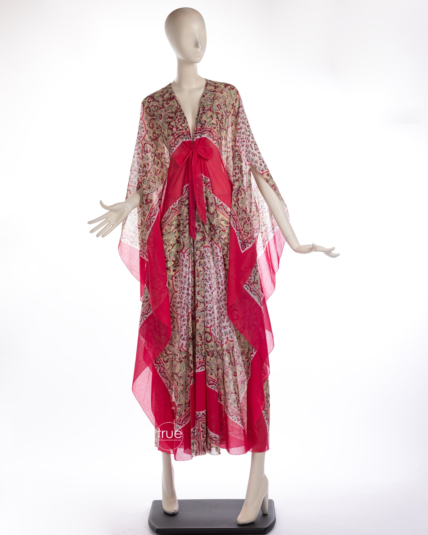 vintage 1960's caftan dress ...never worn exquisite LUCIE ANN of Beverly Hills gauze ethnic print bohemian festival caftan dress