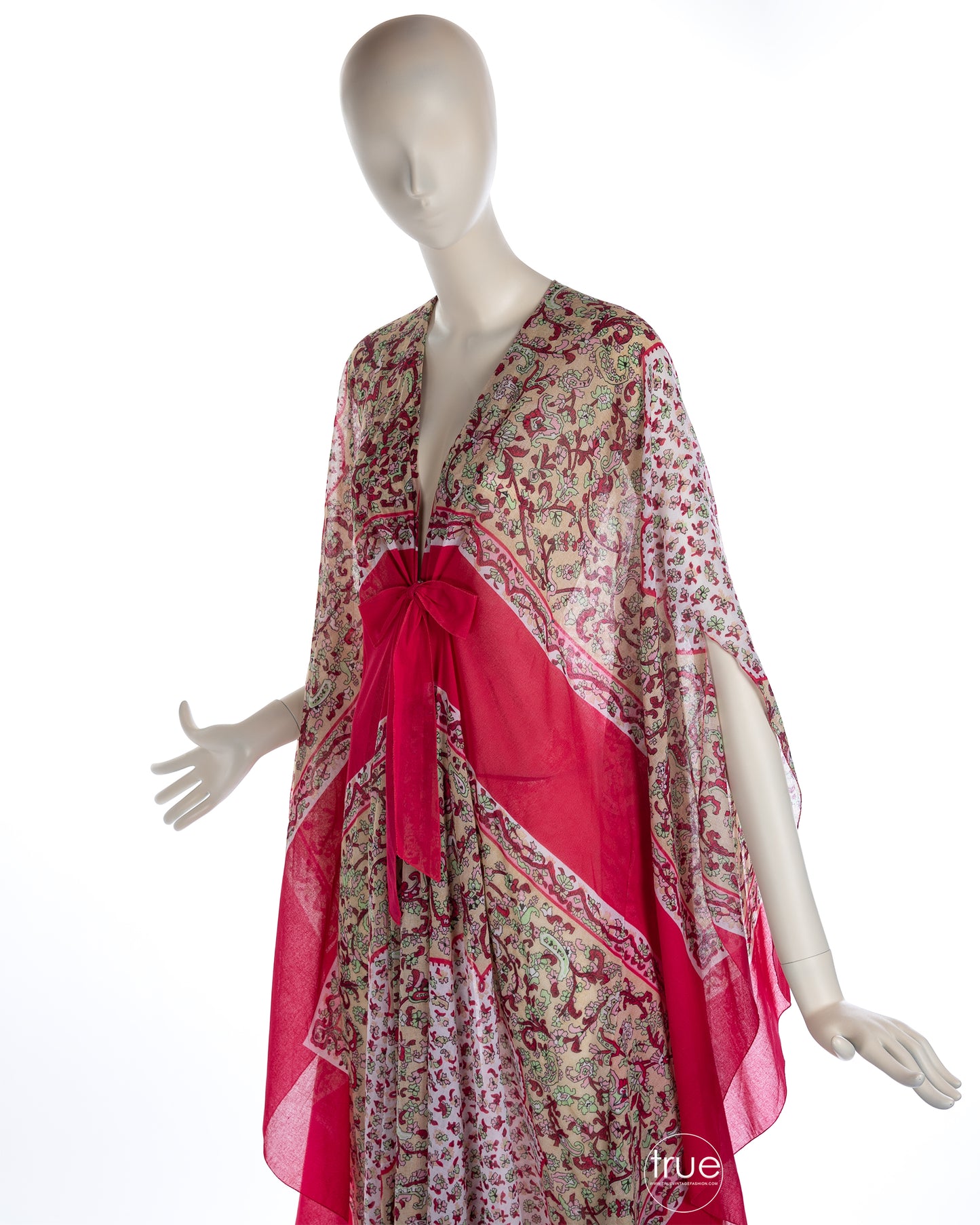 vintage 1960's caftan dress ...never worn exquisite LUCIE ANN of Beverly Hills gauze ethnic print bohemian festival caftan dress
