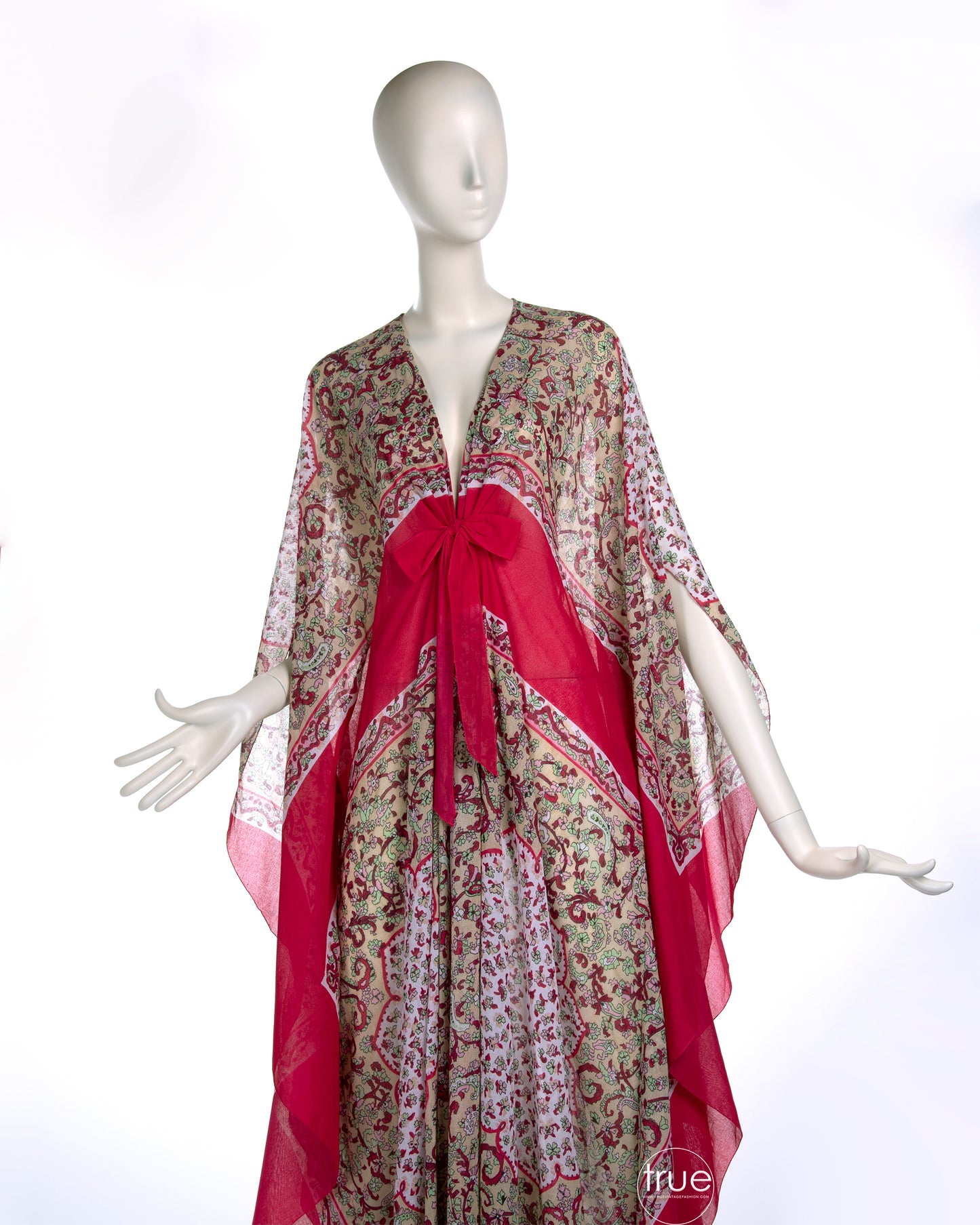 vintage 1960's caftan dress ...never worn exquisite LUCIE ANN of Beverly Hills gauze ethnic print bohemian festival caftan dress