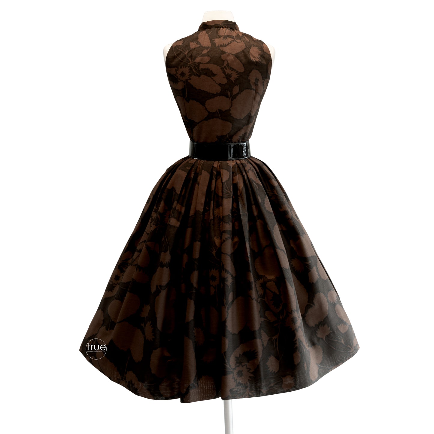 vintage 1950's dress ...espresso floral MAJESTIC 2 pc skirt & pussy bow top set