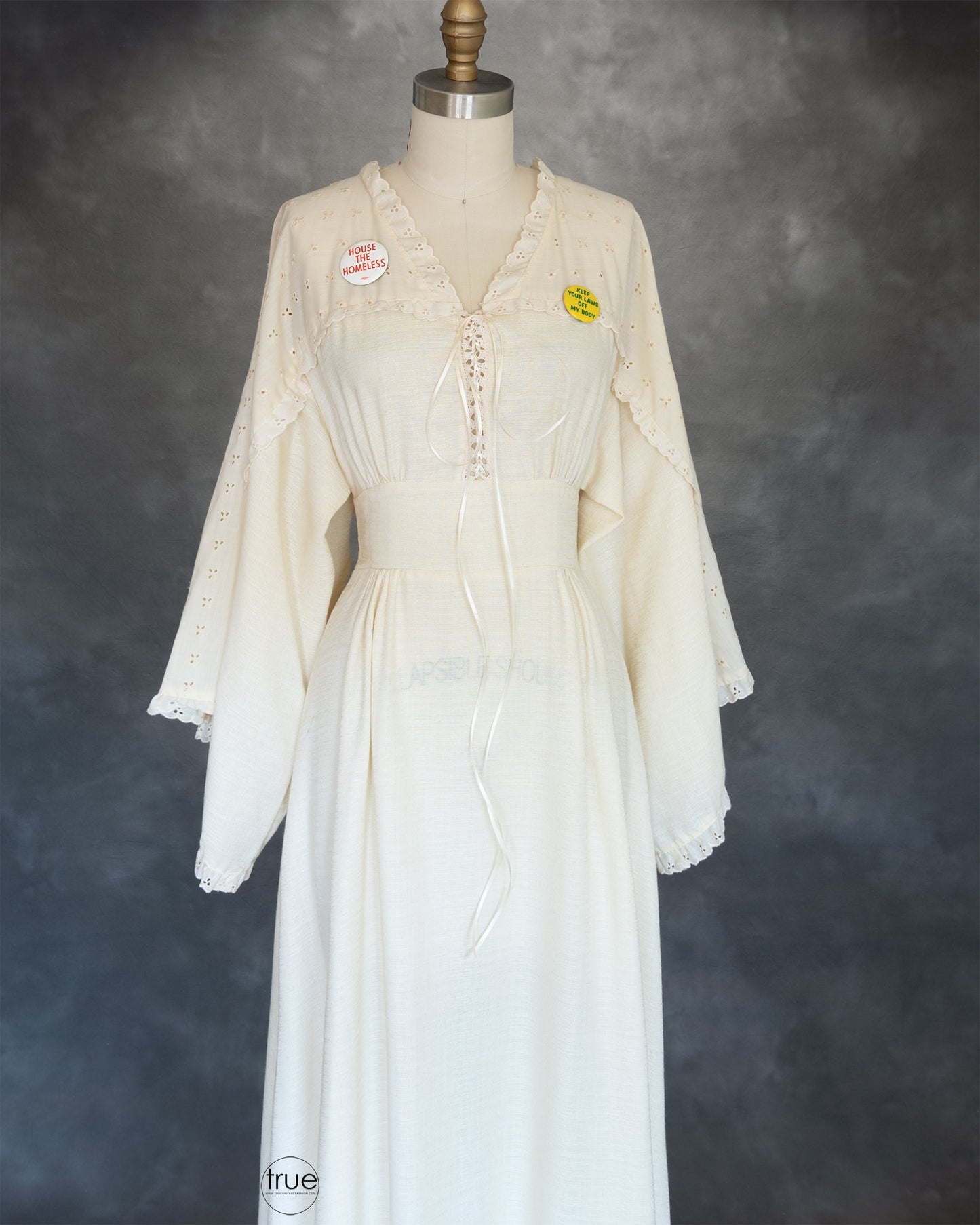 vintage 1970's dress ...fatm staple MALOUF of dallas gunne sax style angel sleeve maxi dress
