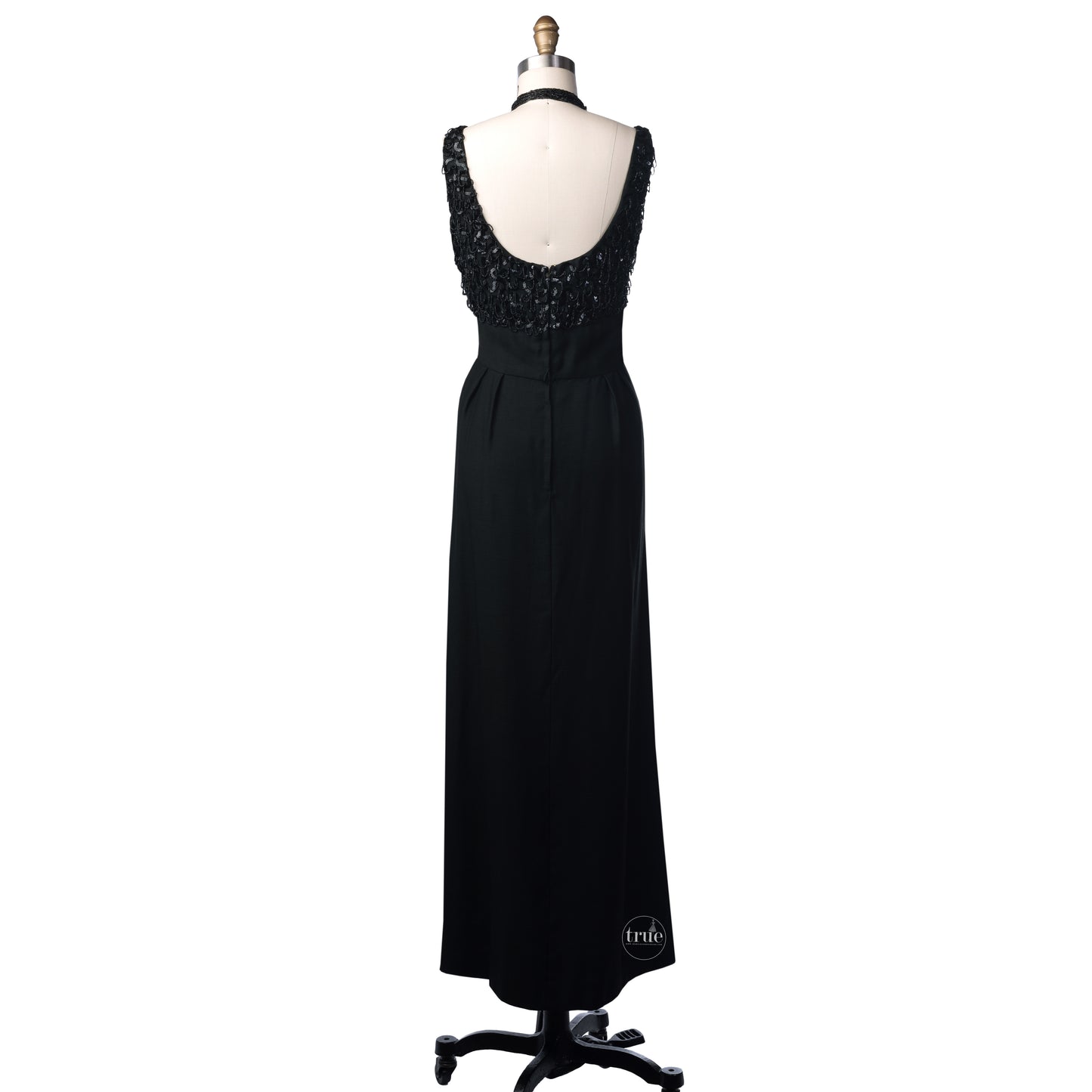 1950's Mardi Gras black beaded shimmy dress