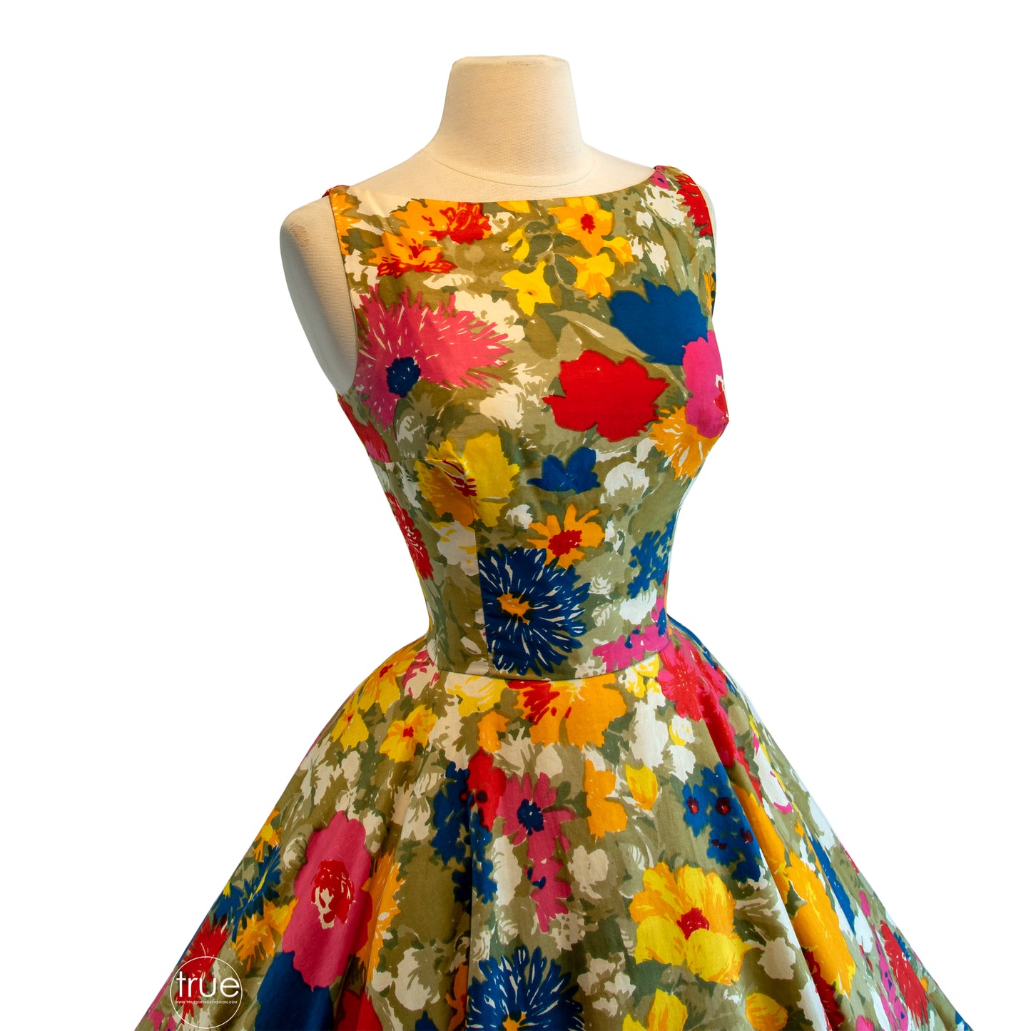 vintage 1950's dress ...gorgeous MARYON's fifth avenue spring floral explosion circle skirt dress