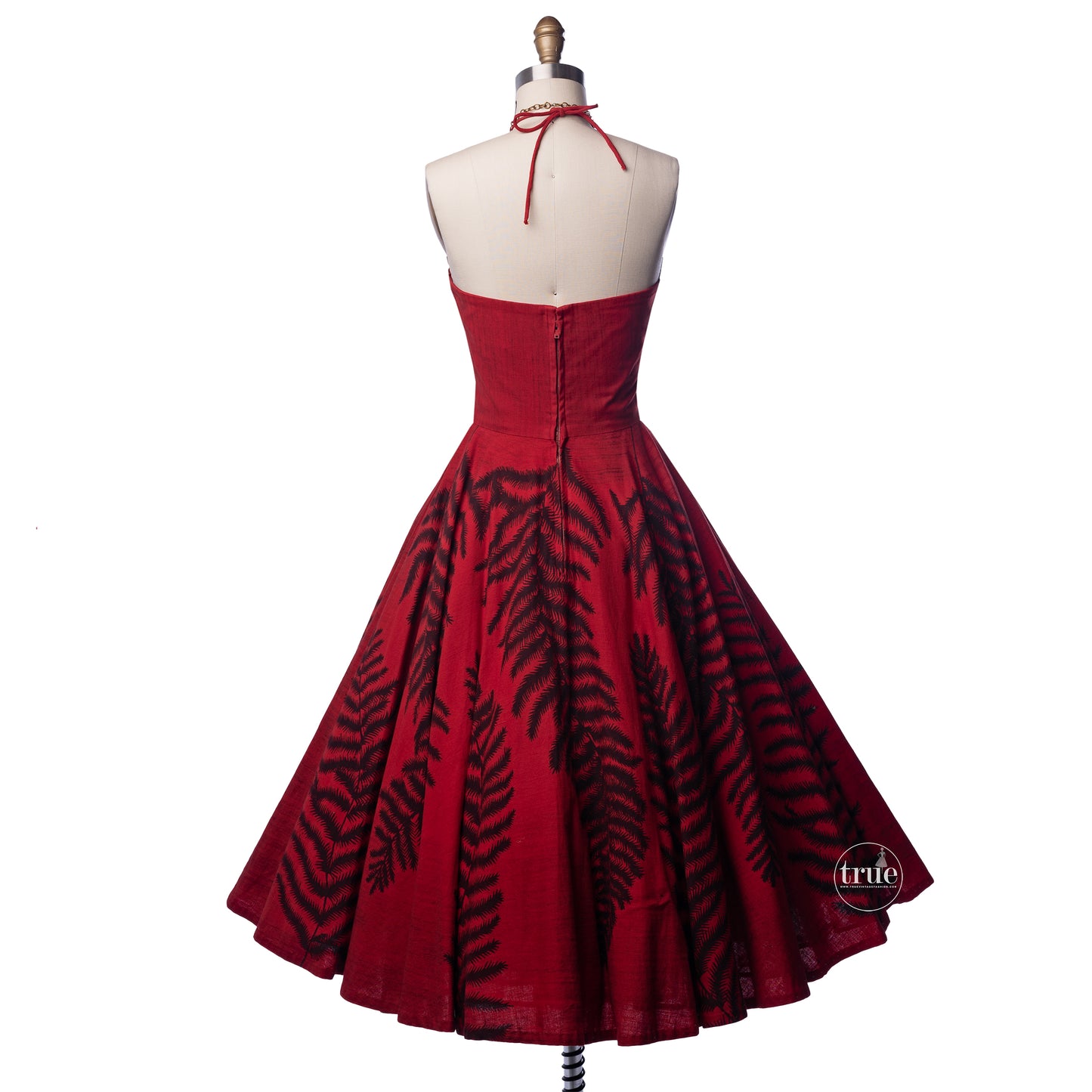 vintage 1950's dress ...2die4 Maya de Mexico red hand-painted circle skirt halter dress