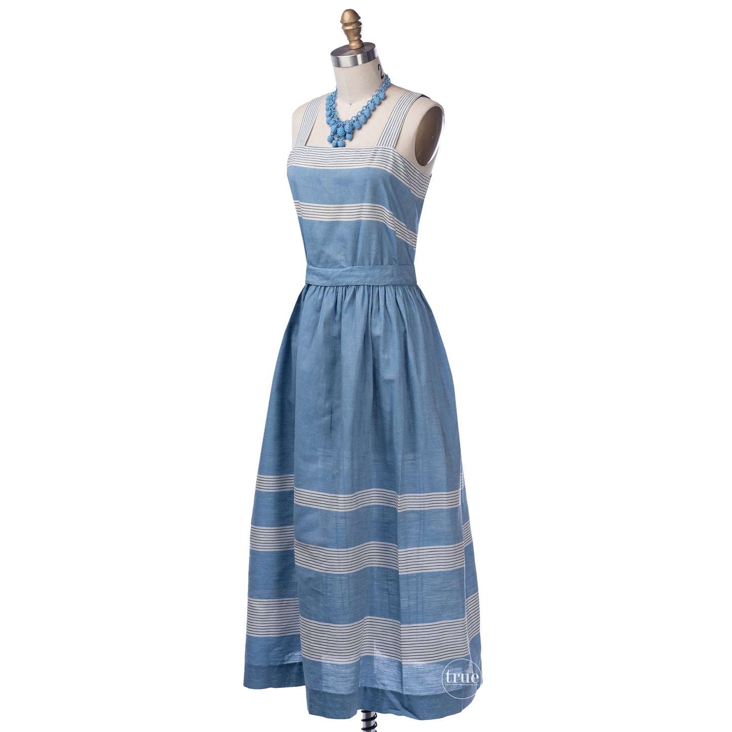 vintage 1940's dress ...classic make mine a McKettrick chambray cotton and stripes sundress and bolero
