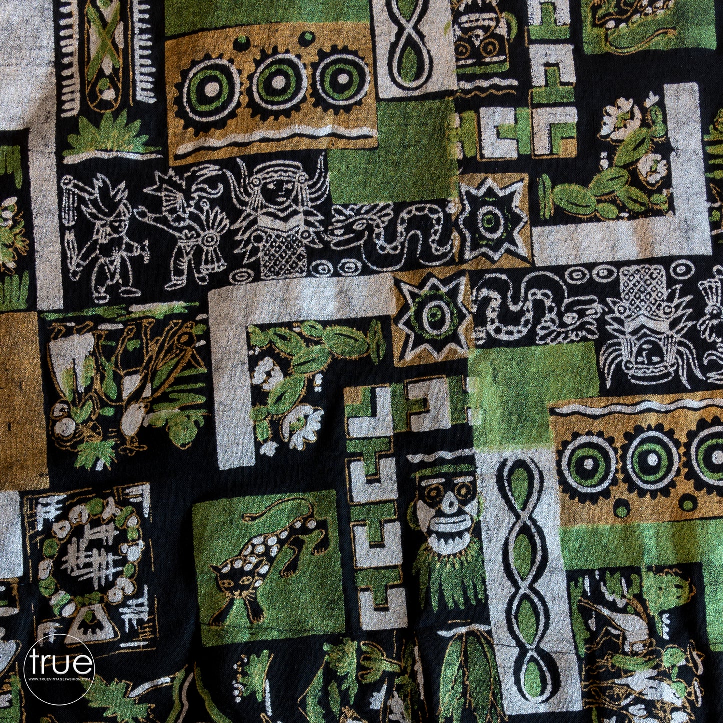vintage 1950's skirt ...amazing hand-painted cotton MEXICAN CIRCLE SKIRT w/ all the traditional scenes in one!